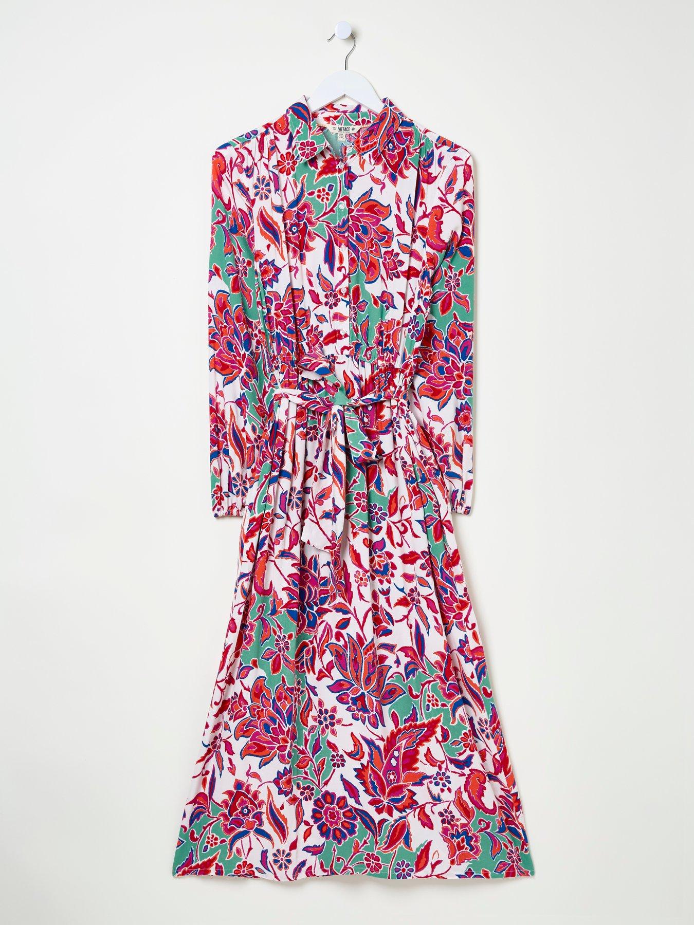 Image 4 of 4 of FatFace Scheana Floral Midi Dress - Pink/ White