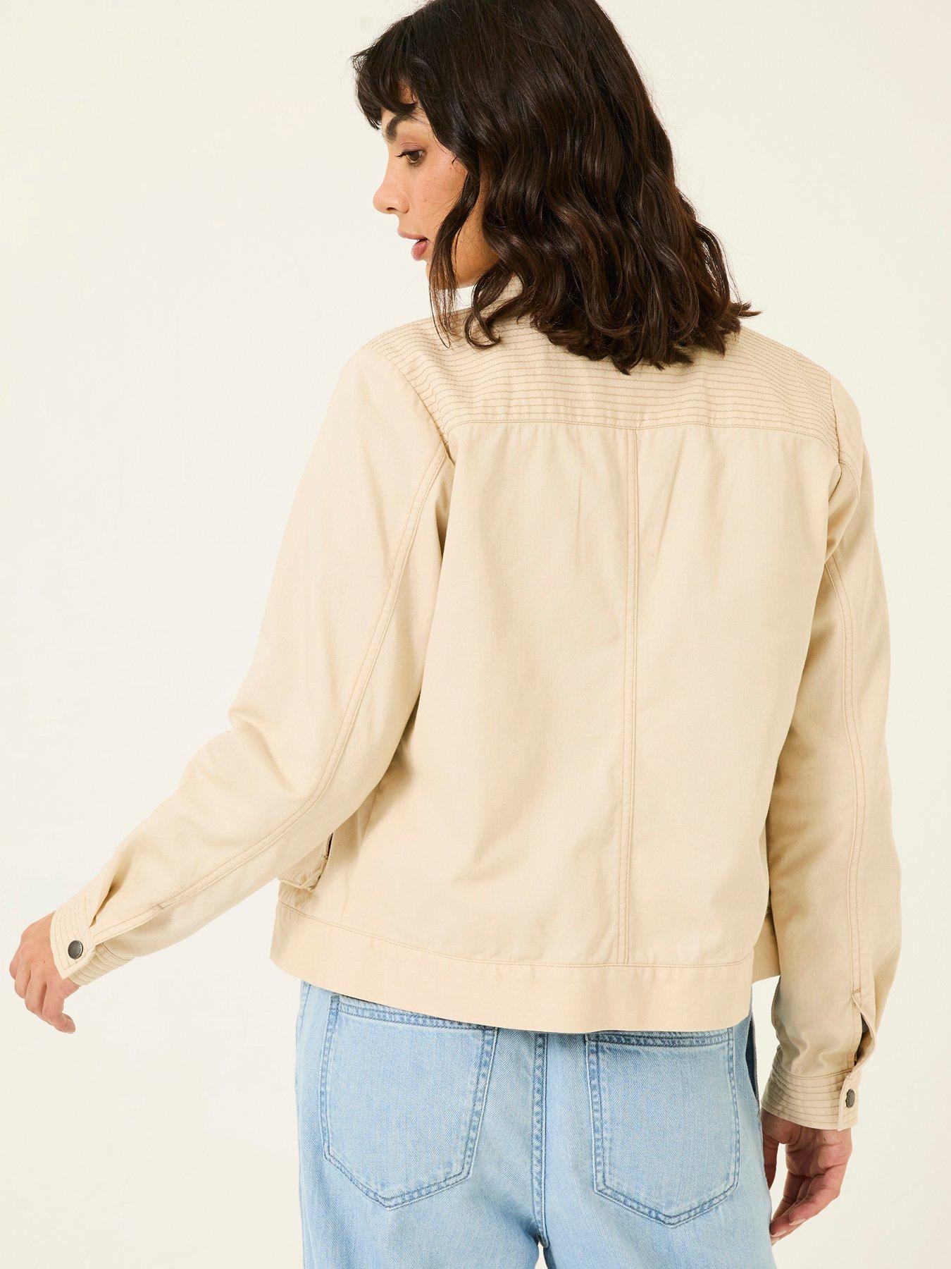  image of fatface-sienna-crop-jacket-beige