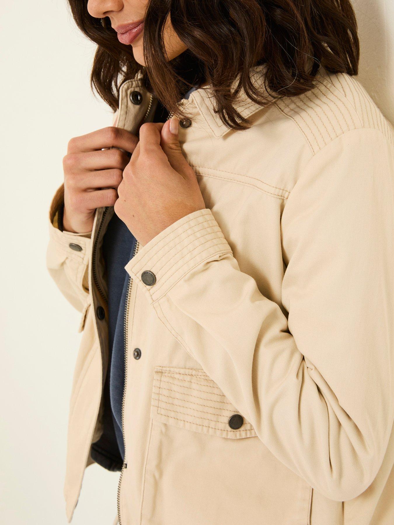  image of fatface-sienna-crop-jacket-beige