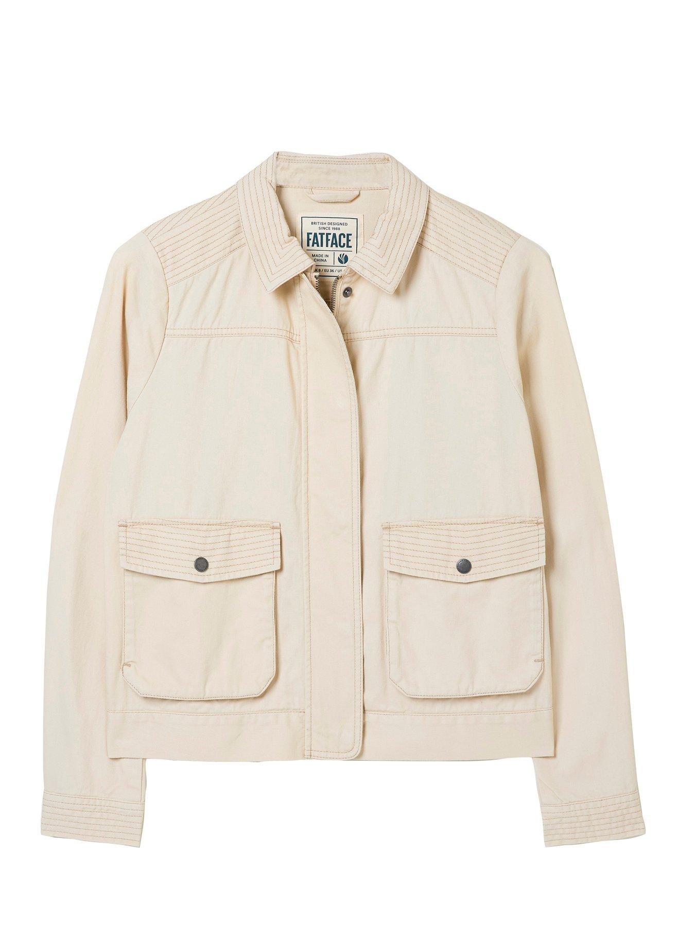  image of fatface-sienna-crop-jacket-beige