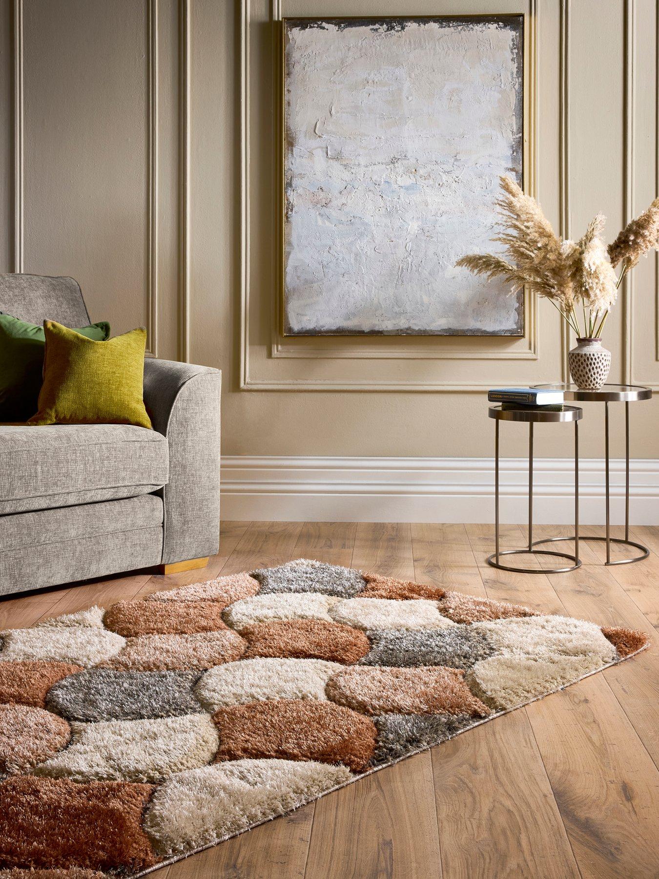  image of very-home-premium-3d-scallop-shaggy-rug-brown