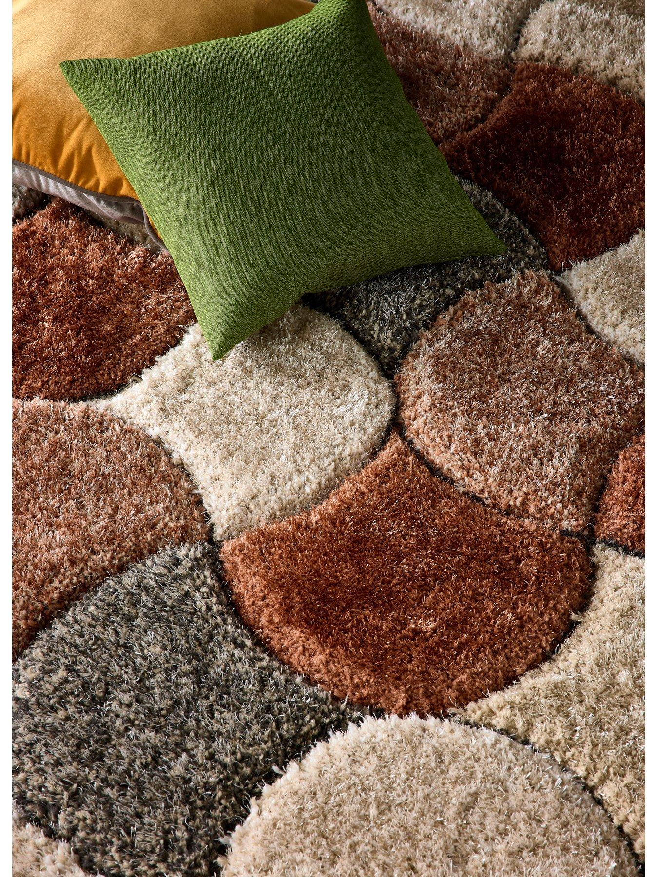  image of very-home-premium-3d-scallop-shaggy-rug-brown