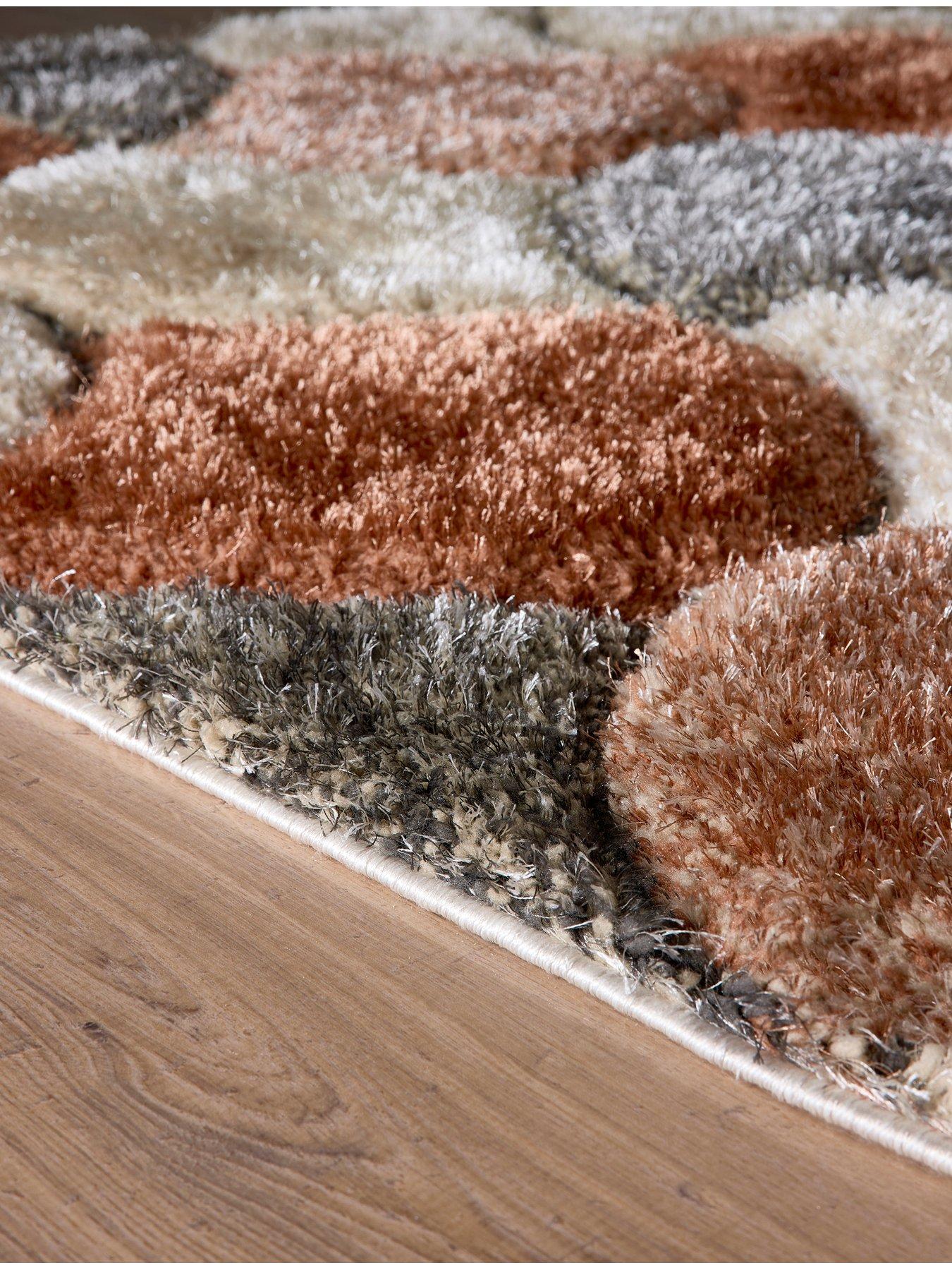  image of very-home-premium-3d-scallop-shaggy-rug-brown