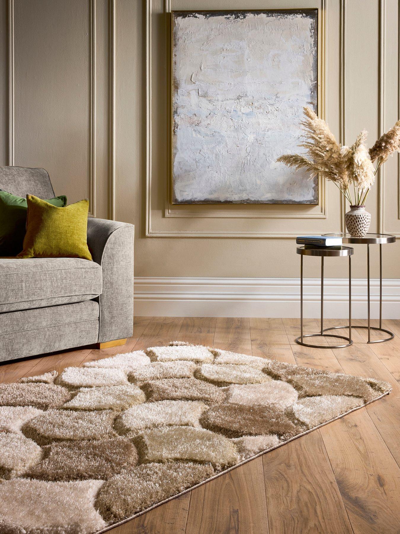  image of very-home-premium-3d-scallop-shaggy-beige-rug