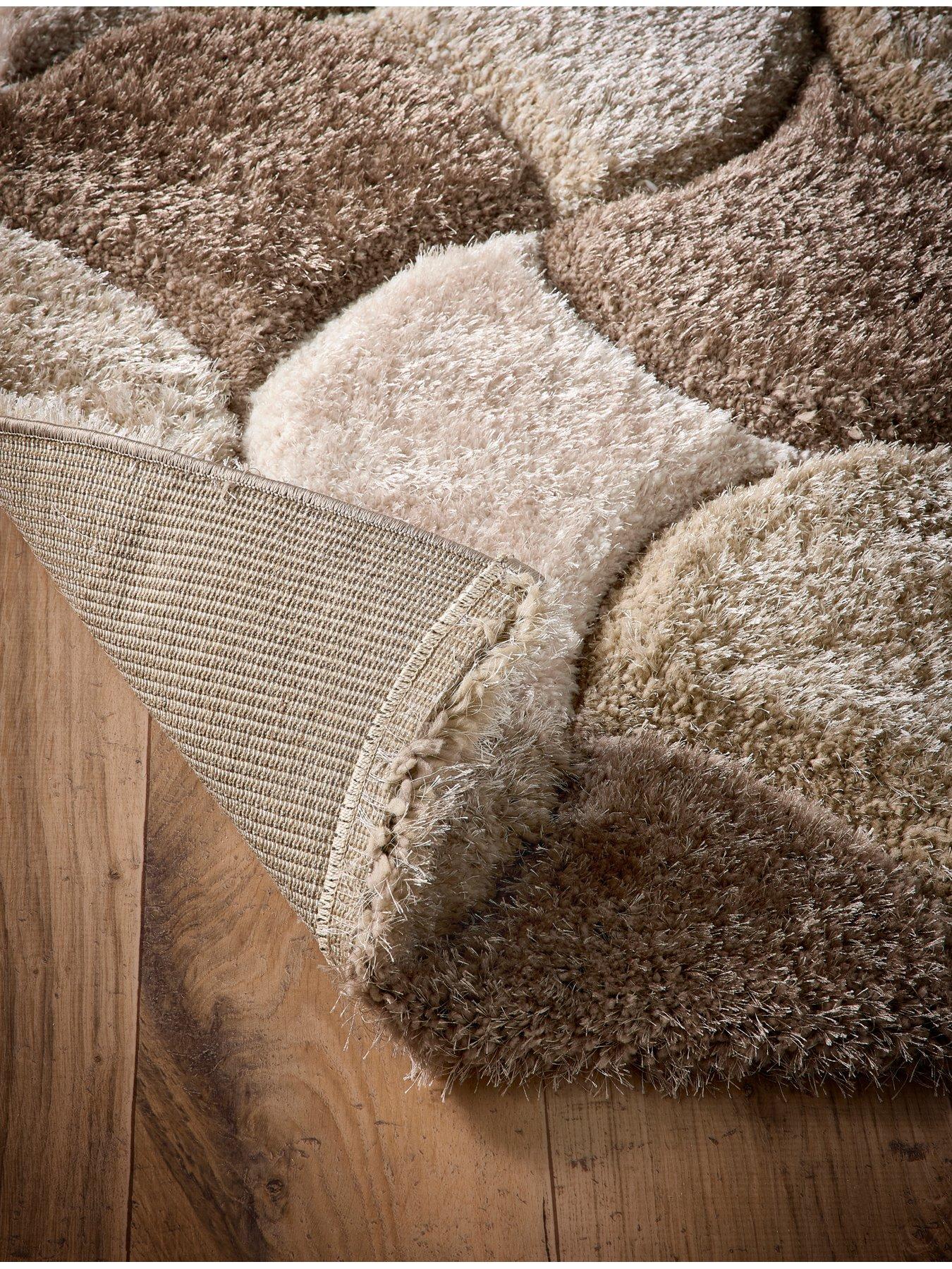  image of very-home-premium-3d-scallop-shaggy-beige-rug