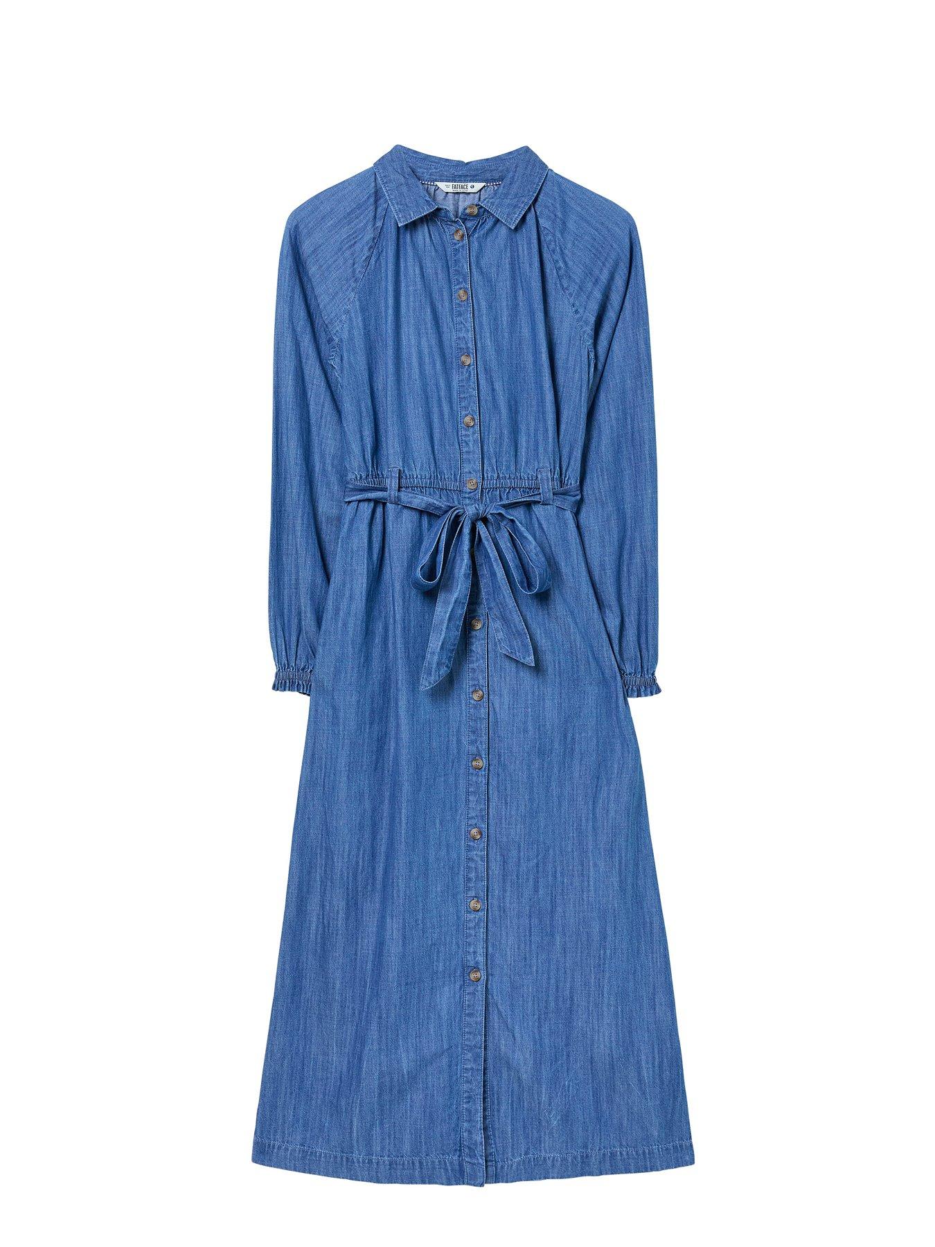 fatface denim dress Abi Midi - Blue Chambray dress akeneoPublishedDate:number:1778784388 Paloma One Shoulder Knit Color:White/Champagne