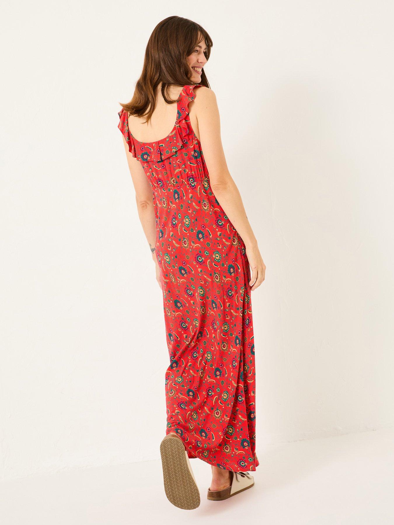  image of fatface-ali-frill-midi-dress-orange