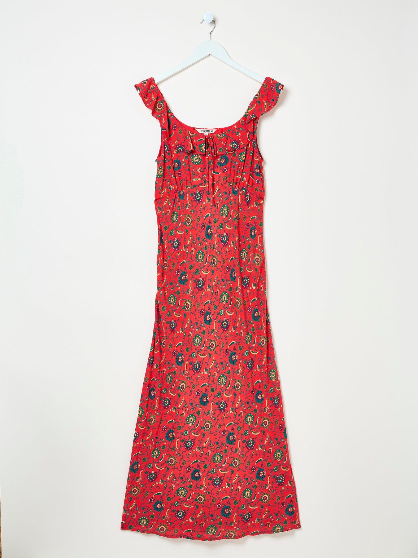  image of fatface-ali-frill-midi-dress-orange