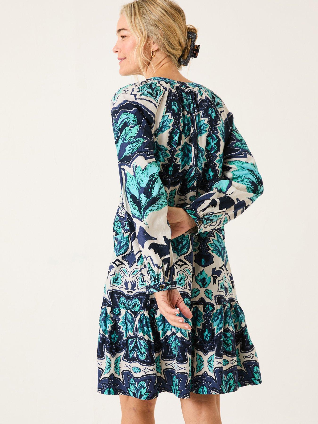 Image 2 of 5 of FatFace Amy Mirrored Dress - Blue