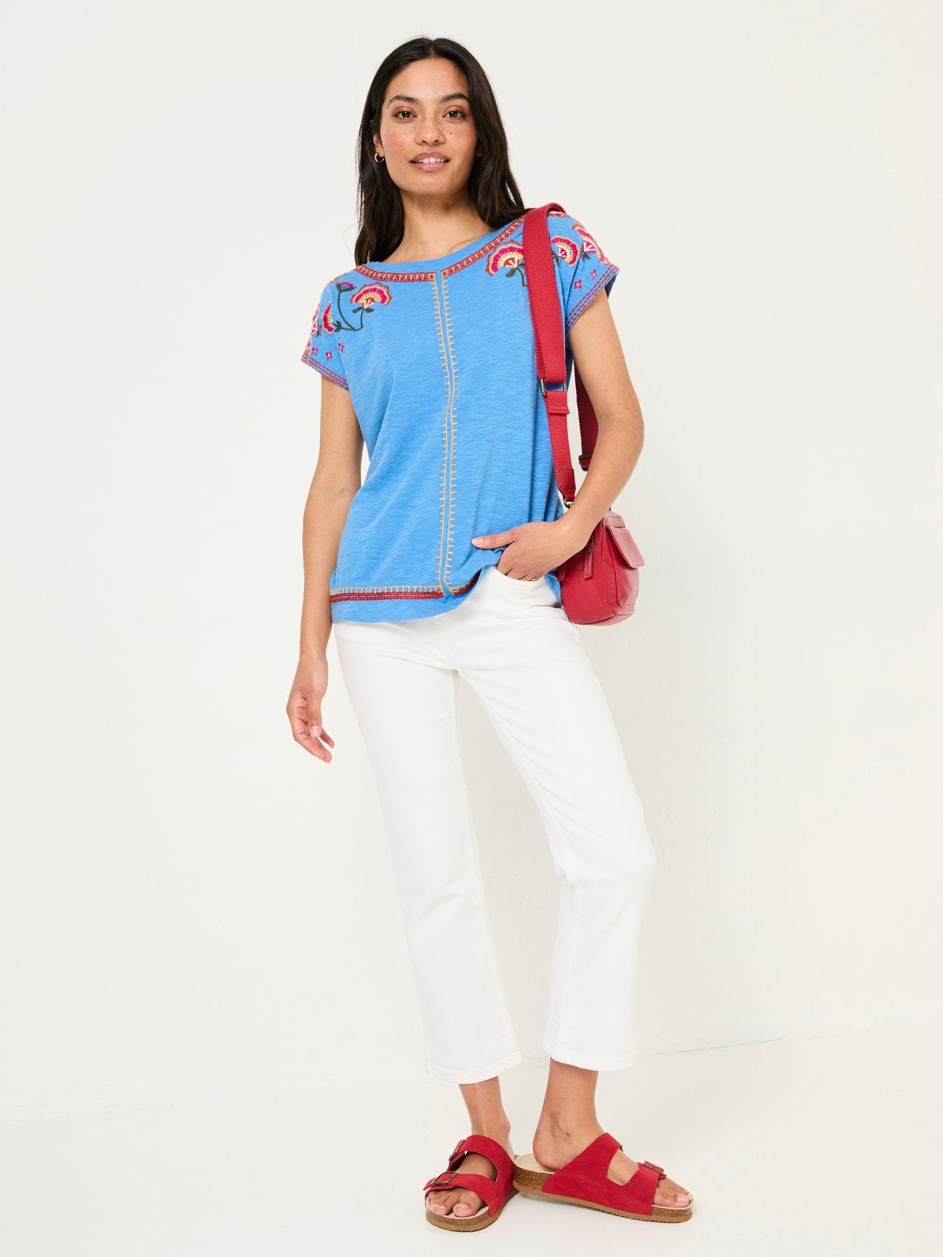  image of fatface-ivy-embroidered-t-shirt-blue