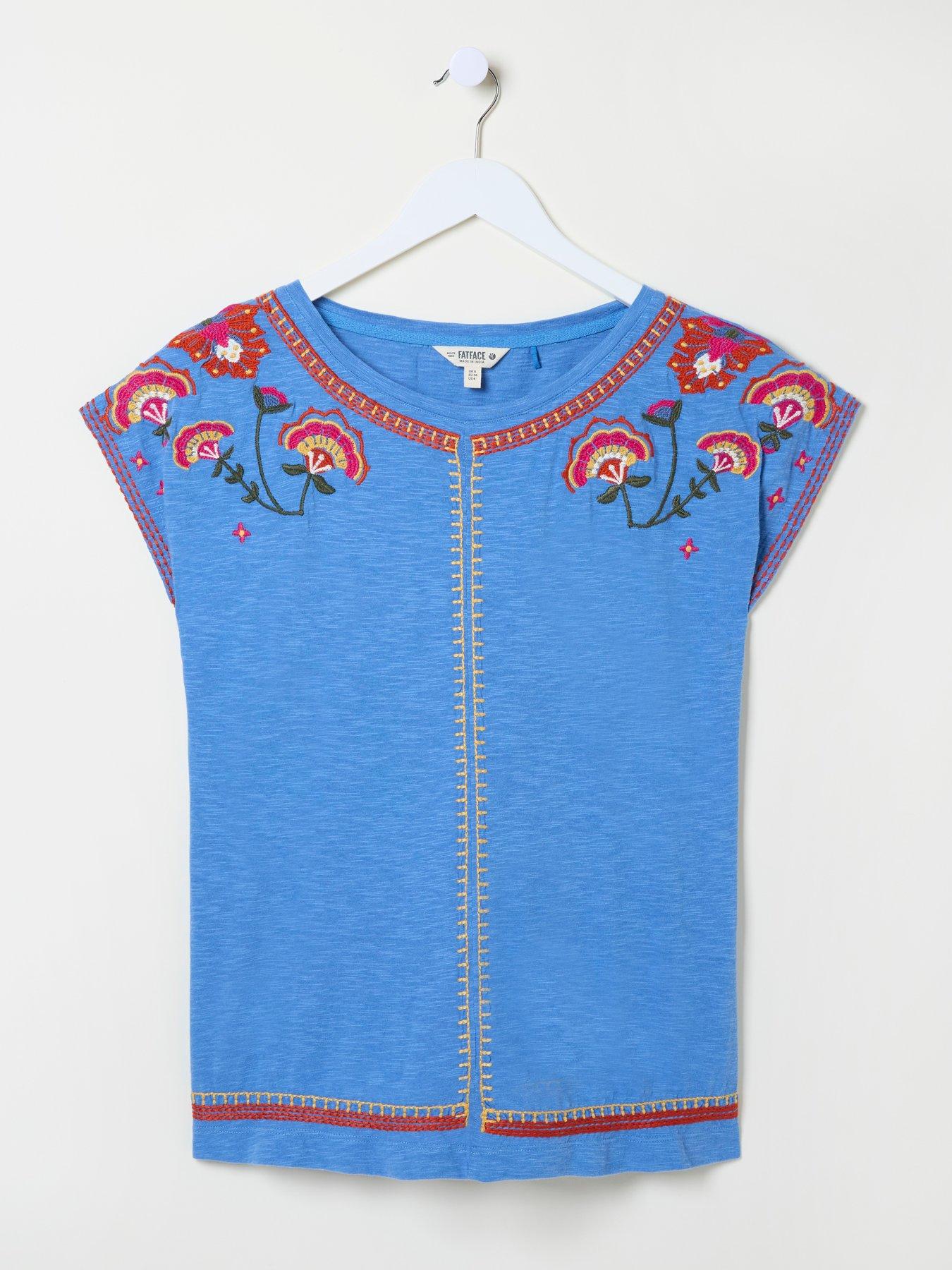 image of fatface-ivy-embroidered-t-shirt-blue