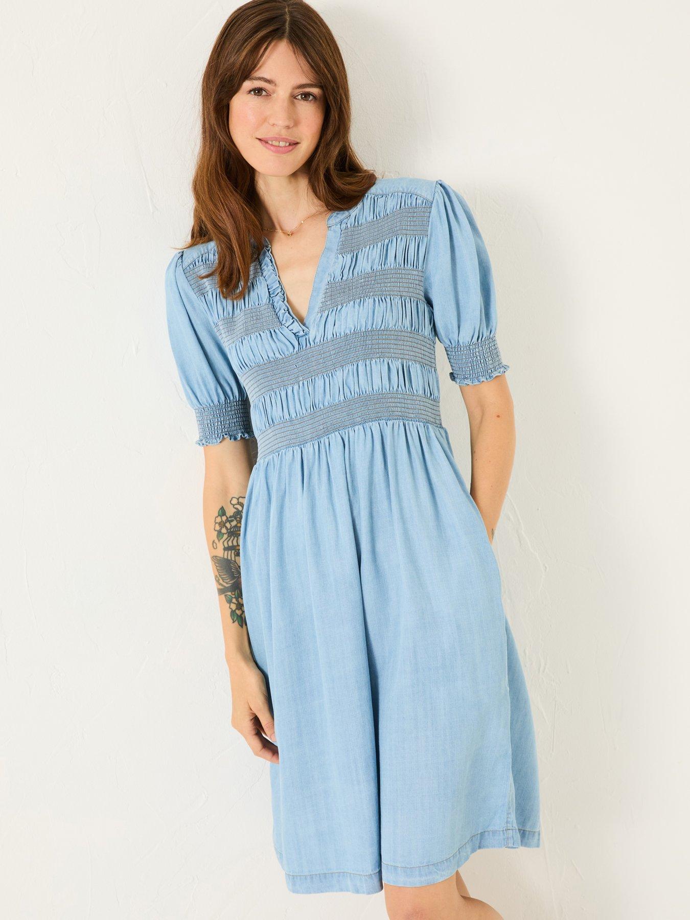  image of fatface-juniper-denim-dress-blue