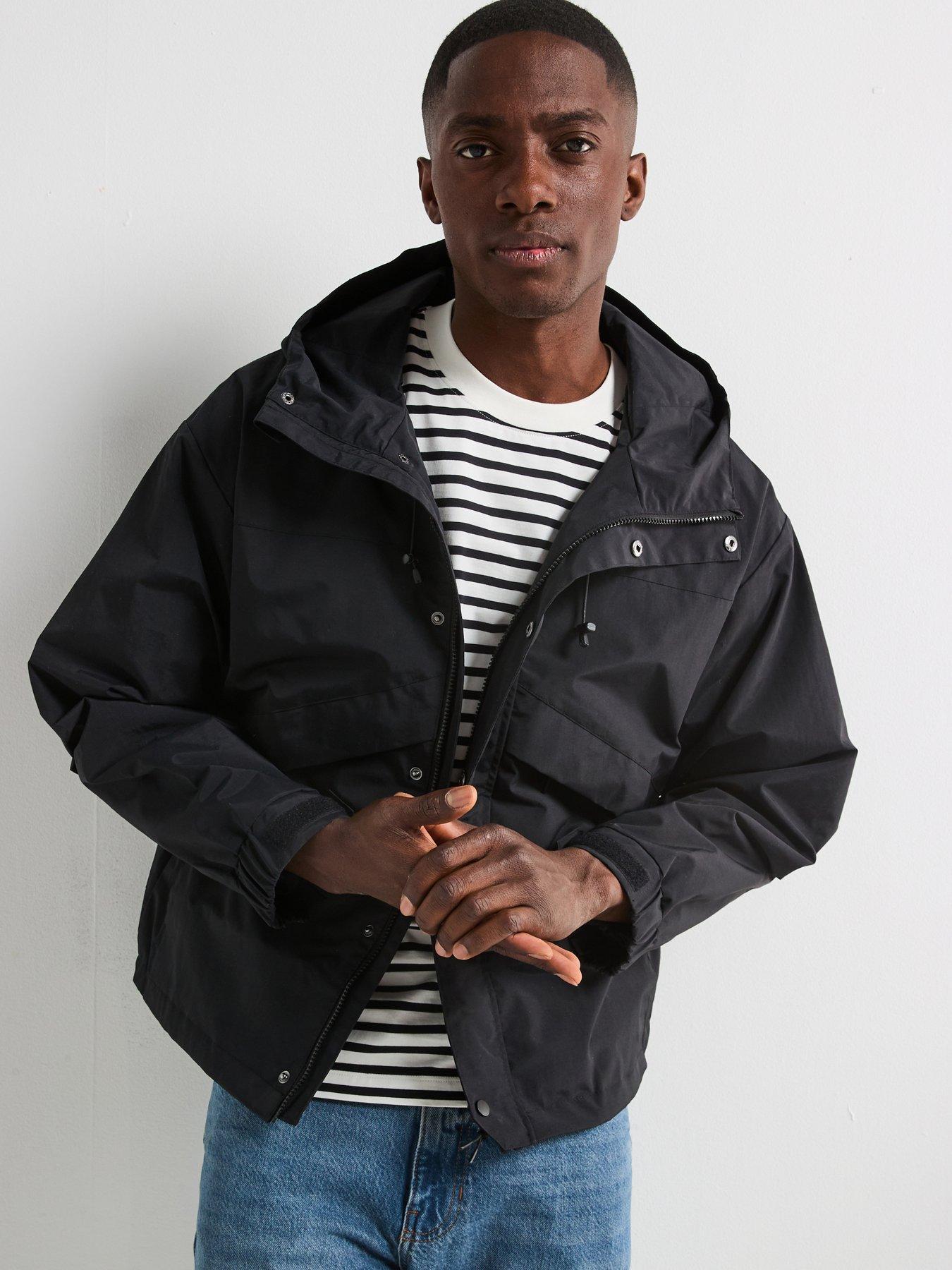front image of very-man-shower-resistant-hooded-tech-jacket-black