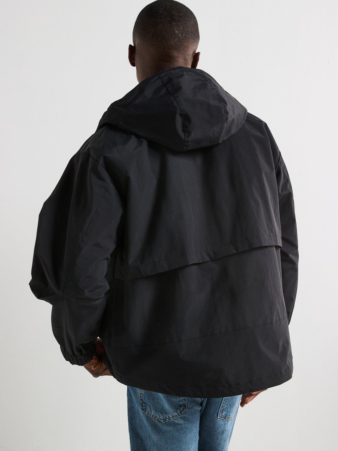  image of very-man-shower-resistant-hooded-tech-jacket-black
