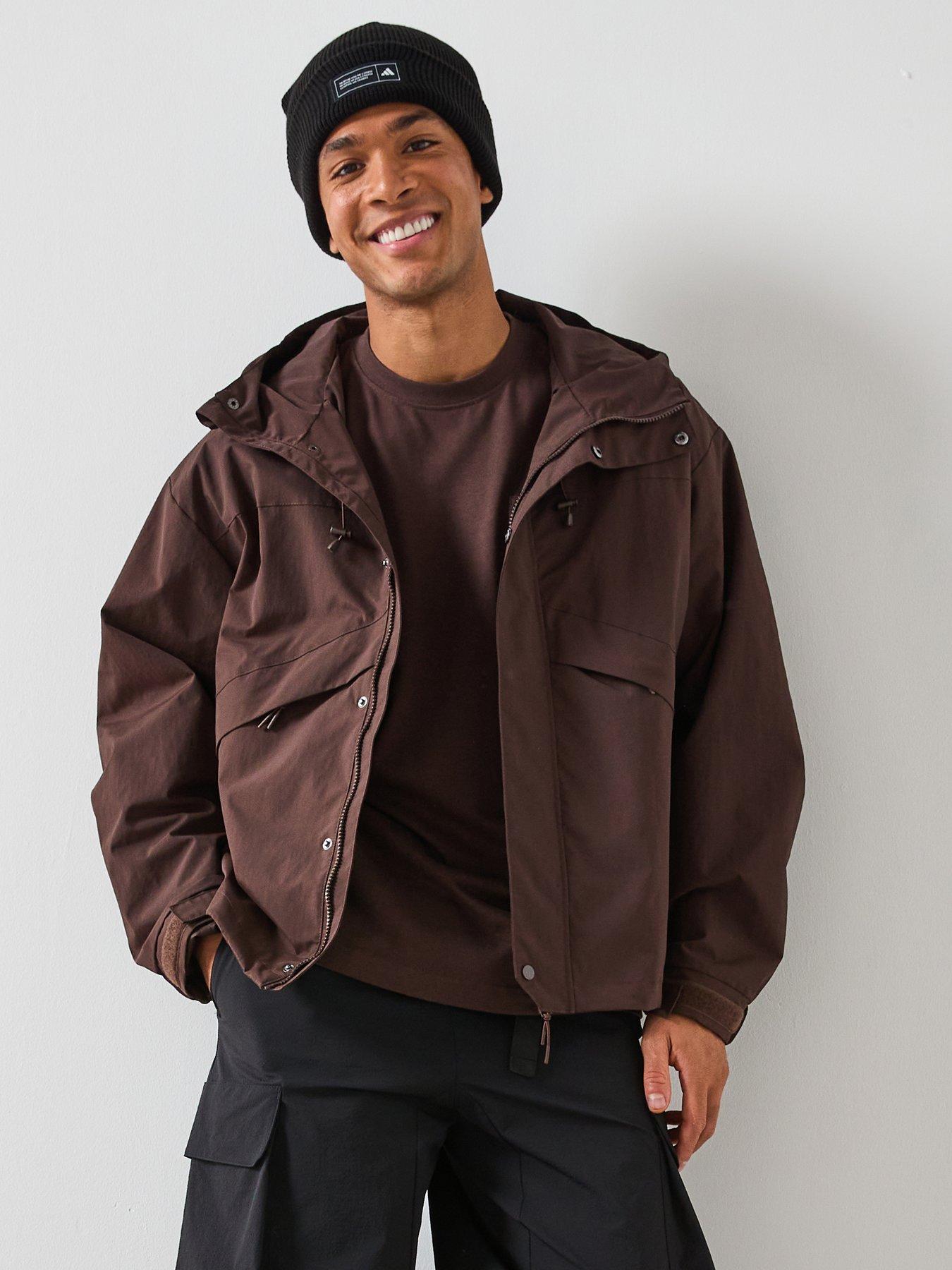Very Man Shower Resistant Hooded Tech Jacket - Brown