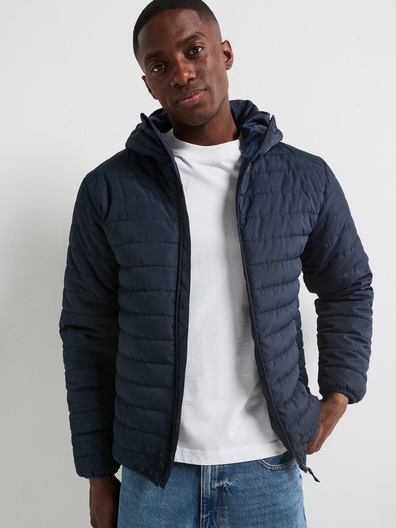 Very Man Shower Resistant Lightweight Hooded Padded Jacket - Navy