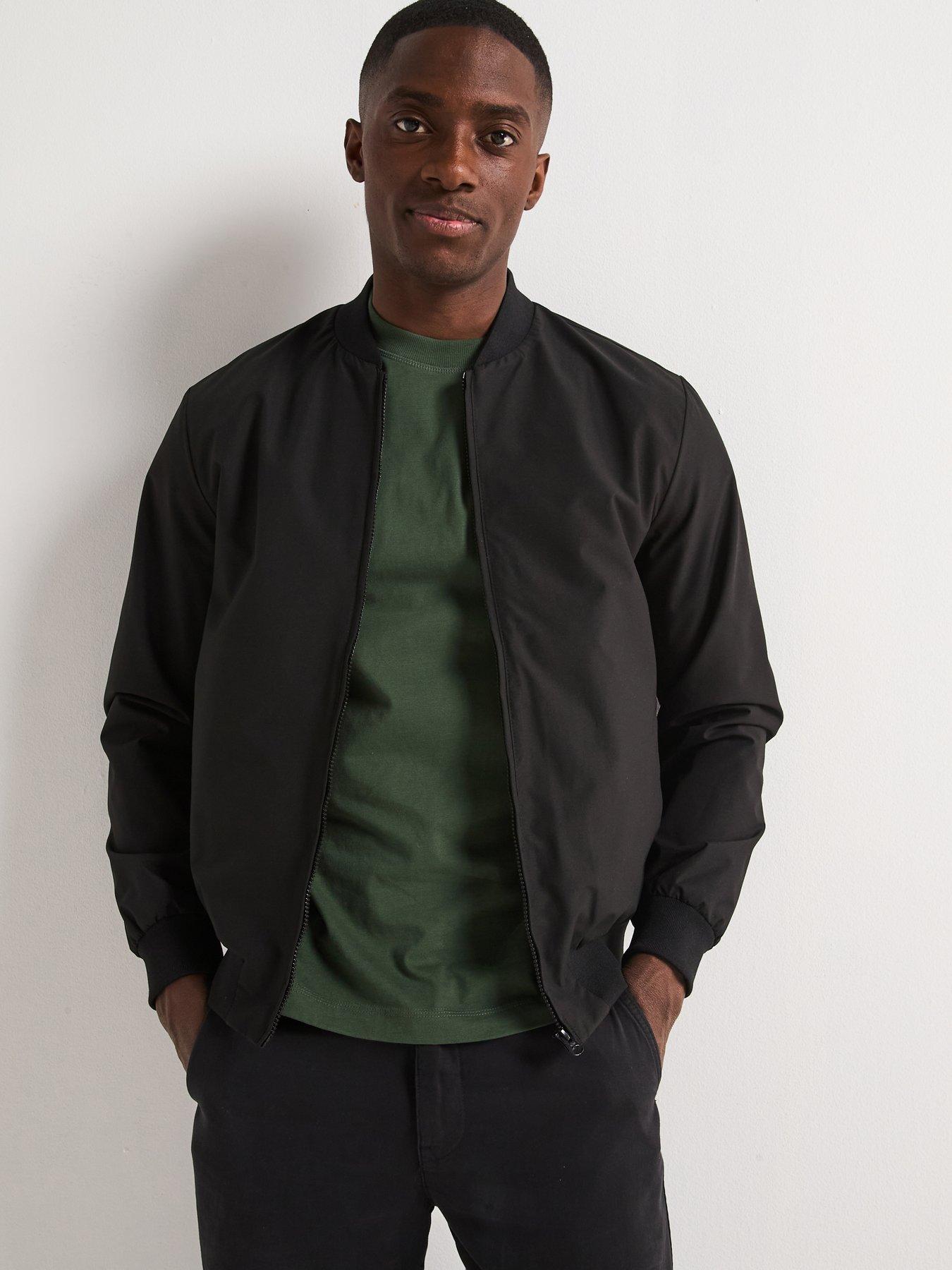  image of the-very-collection-shower-resistant-bomber-jacket-black