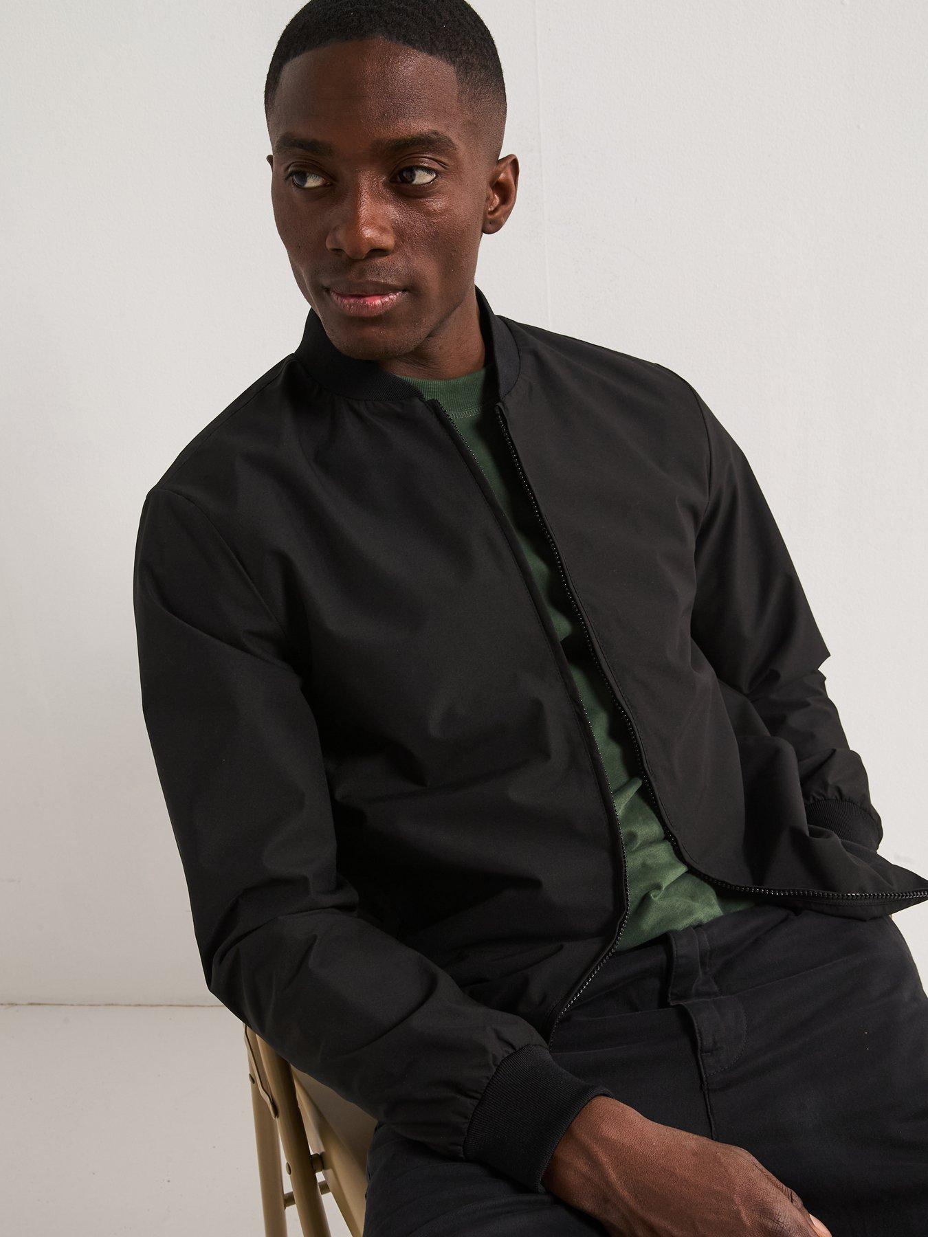  image of the-very-collection-shower-resistant-bomber-jacket-black