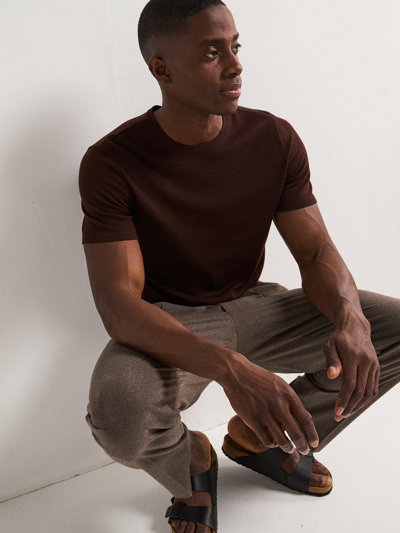Very Man Merino Wool Short Sleeve Jumper - Brown