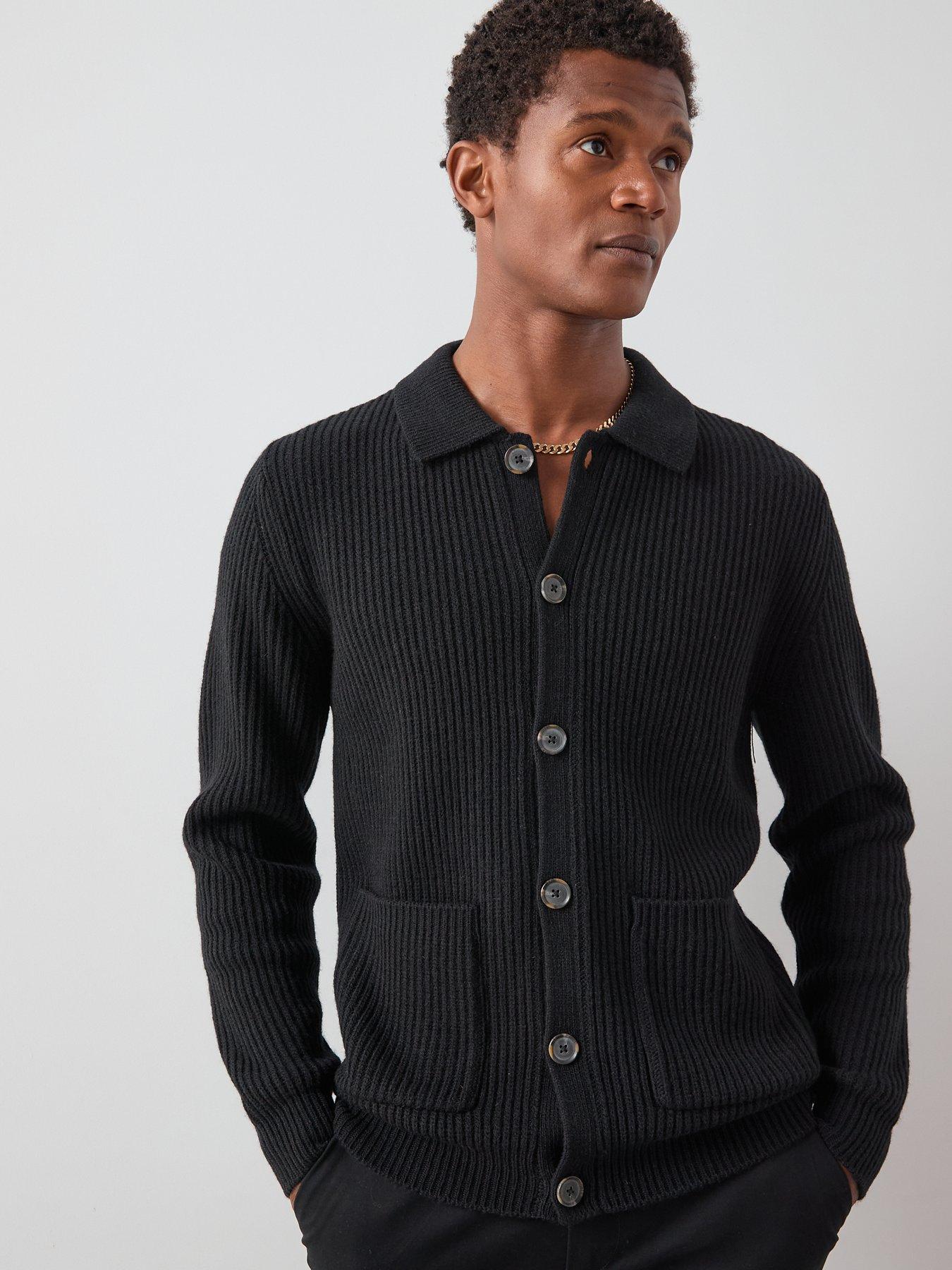 Image 4 of 6 of Very Man Supersoft Button Through Cardigan - Black