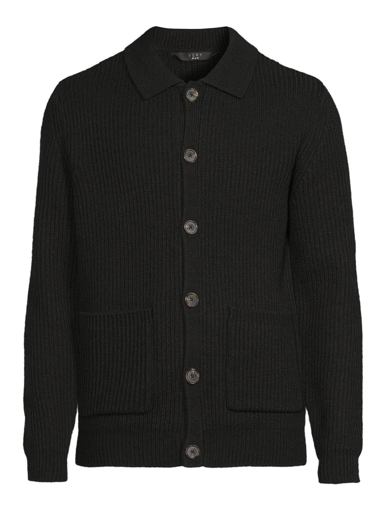 Image 7 of 7 of Very Man Supersoft Button Through Cardigan - Black