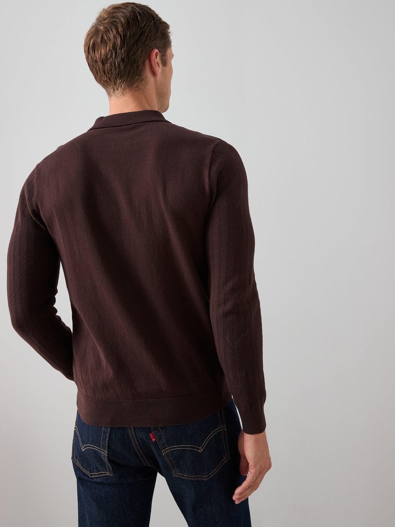 stillFront image of the-very-collection-cotton-rich-textured-14-zip-burgundy
