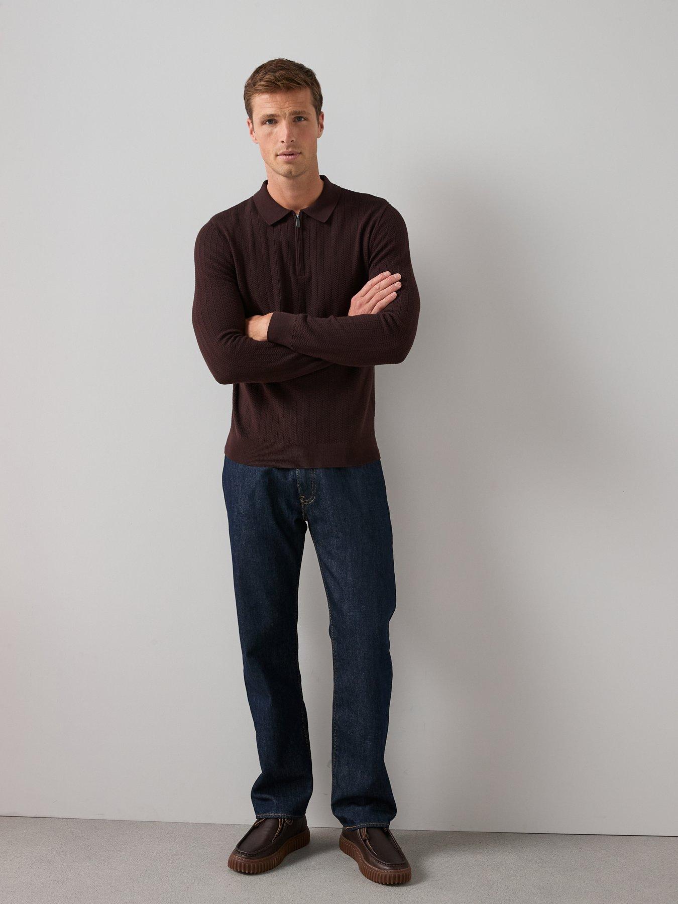  image of the-very-collection-cotton-rich-textured-14-zip-burgundy