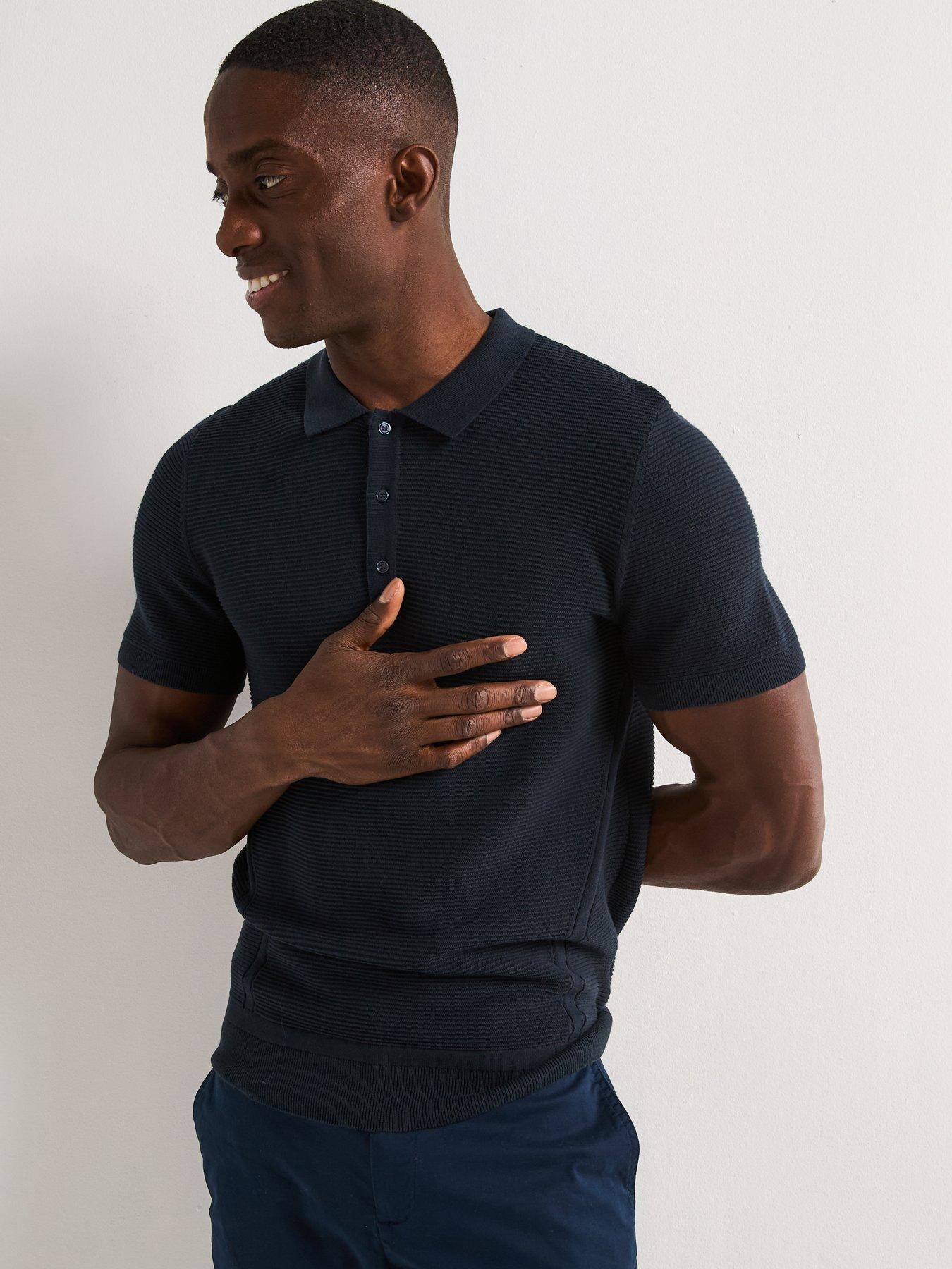 undefined Pure Cotton Ottoman Polo - Navy