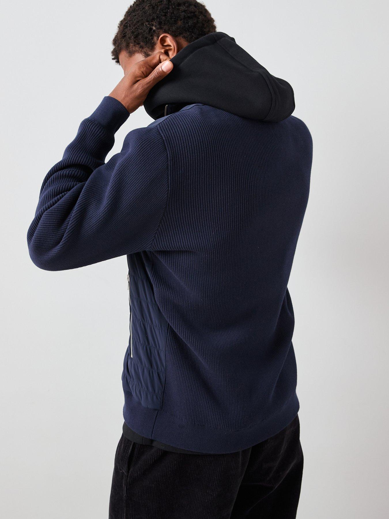 Image 2 of 7 of The Very Collection Hybrid Knit Funnel Jacket With Cotton - Navy