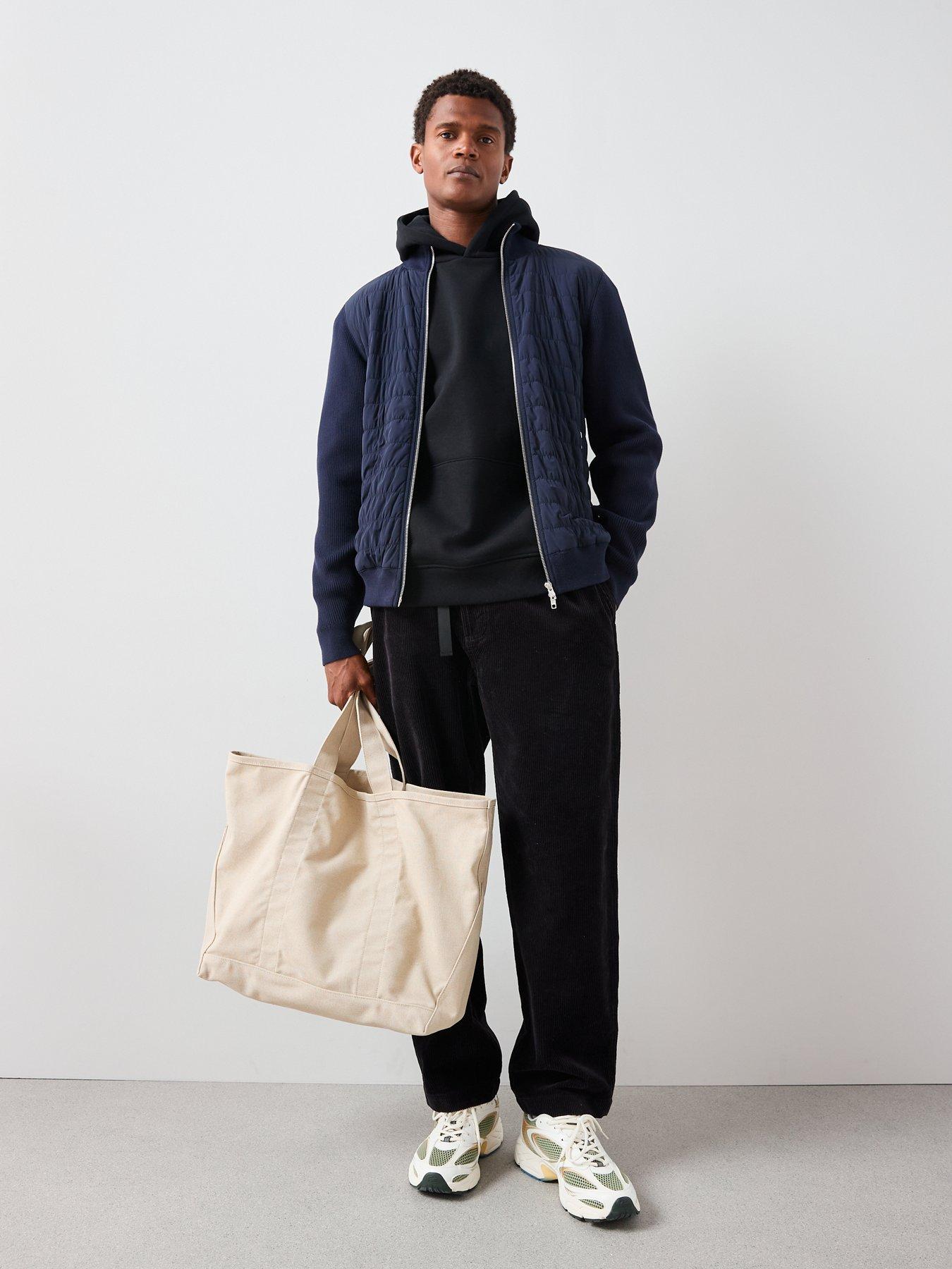 Image 3 of 7 of The Very Collection Hybrid Knit Funnel Jacket With Cotton - Navy