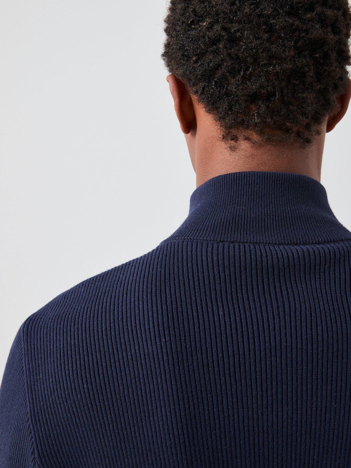 Image 4 of 7 of The Very Collection Hybrid Knit Funnel Jacket With Cotton - Navy