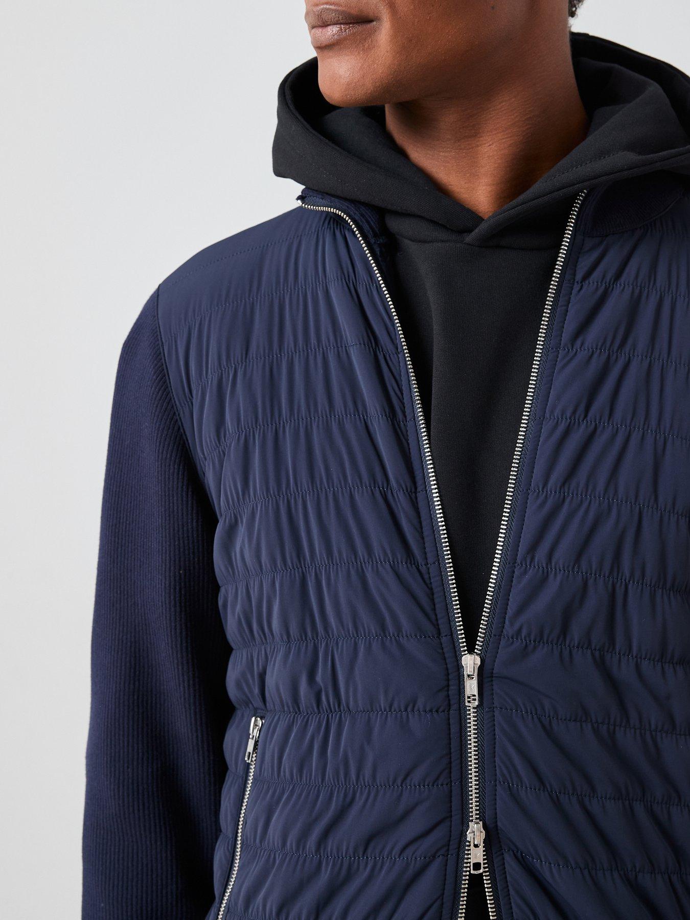 Image 5 of 7 of The Very Collection Hybrid Knit Funnel Jacket With Cotton - Navy