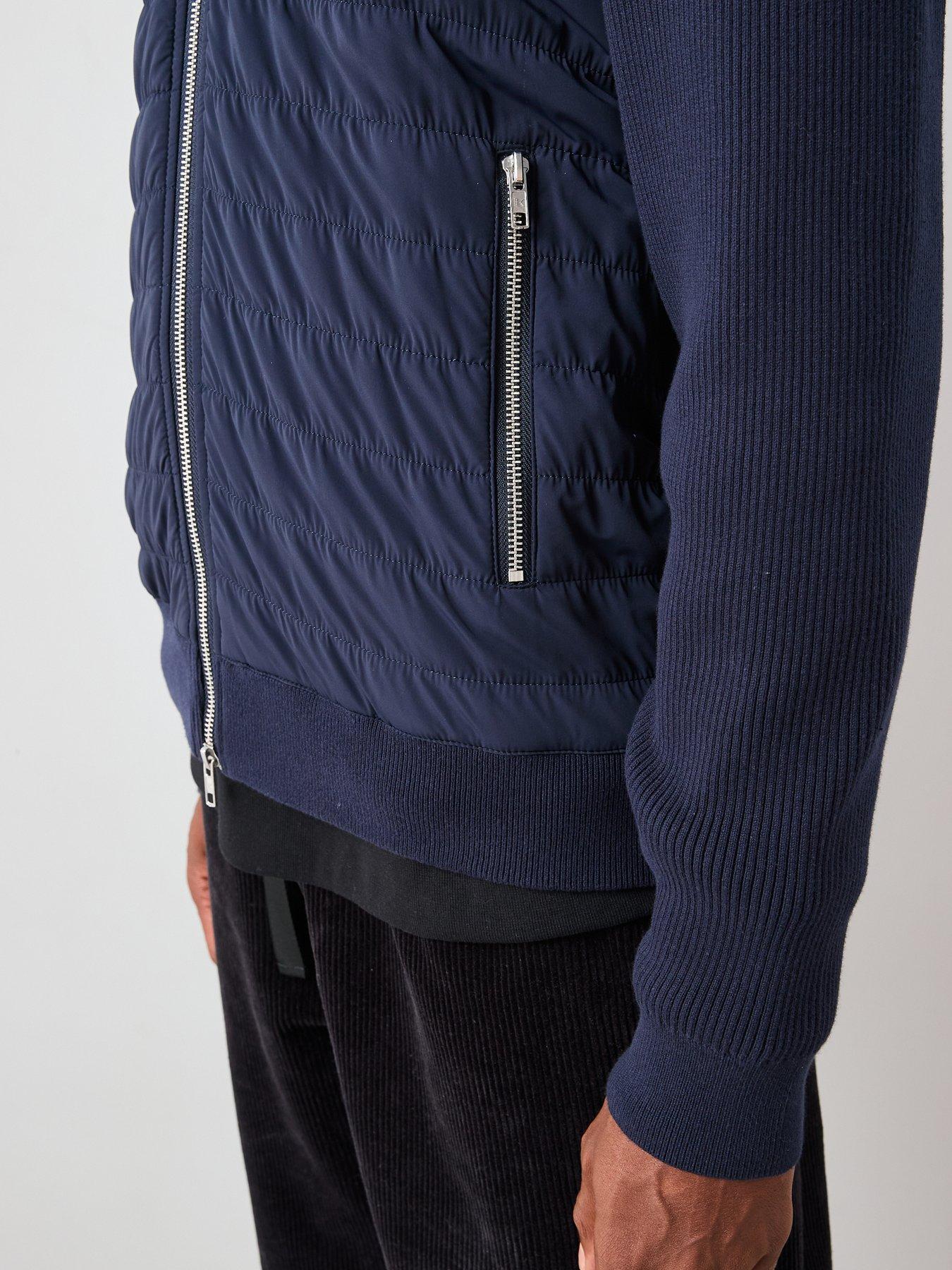 Image 6 of 7 of The Very Collection Hybrid Knit Funnel Jacket With Cotton - Navy