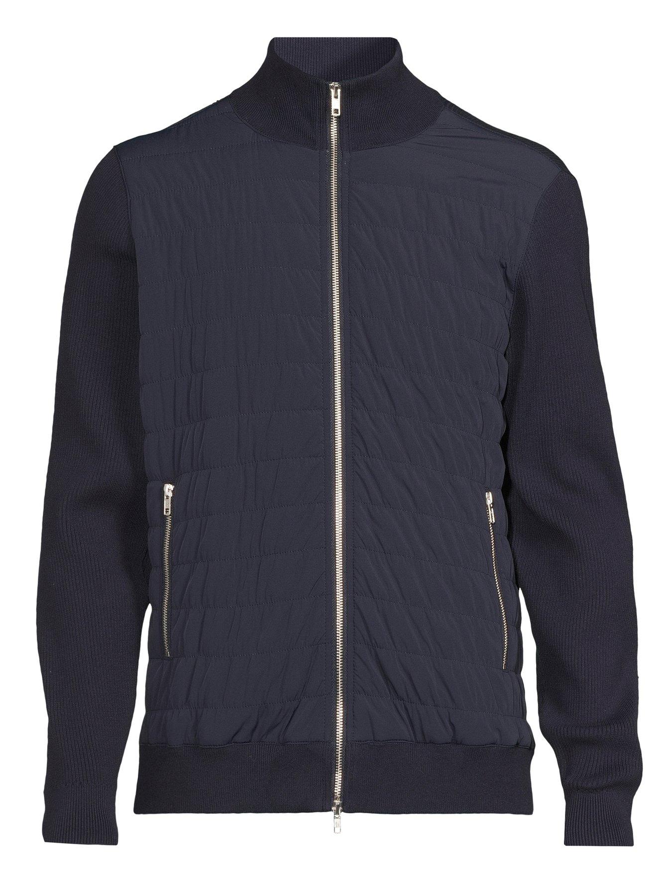 Image 7 of 7 of The Very Collection Hybrid Knit Funnel Jacket With Cotton - Navy