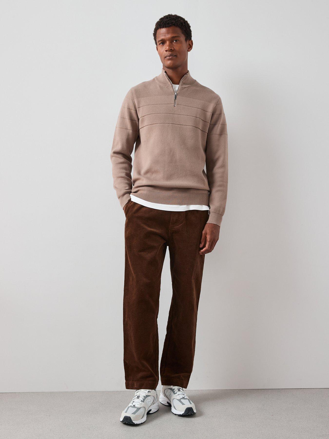 Image 5 of 6 of The Very Collection Textured Stripe 1/4 Zip with Cotton - Mushroom