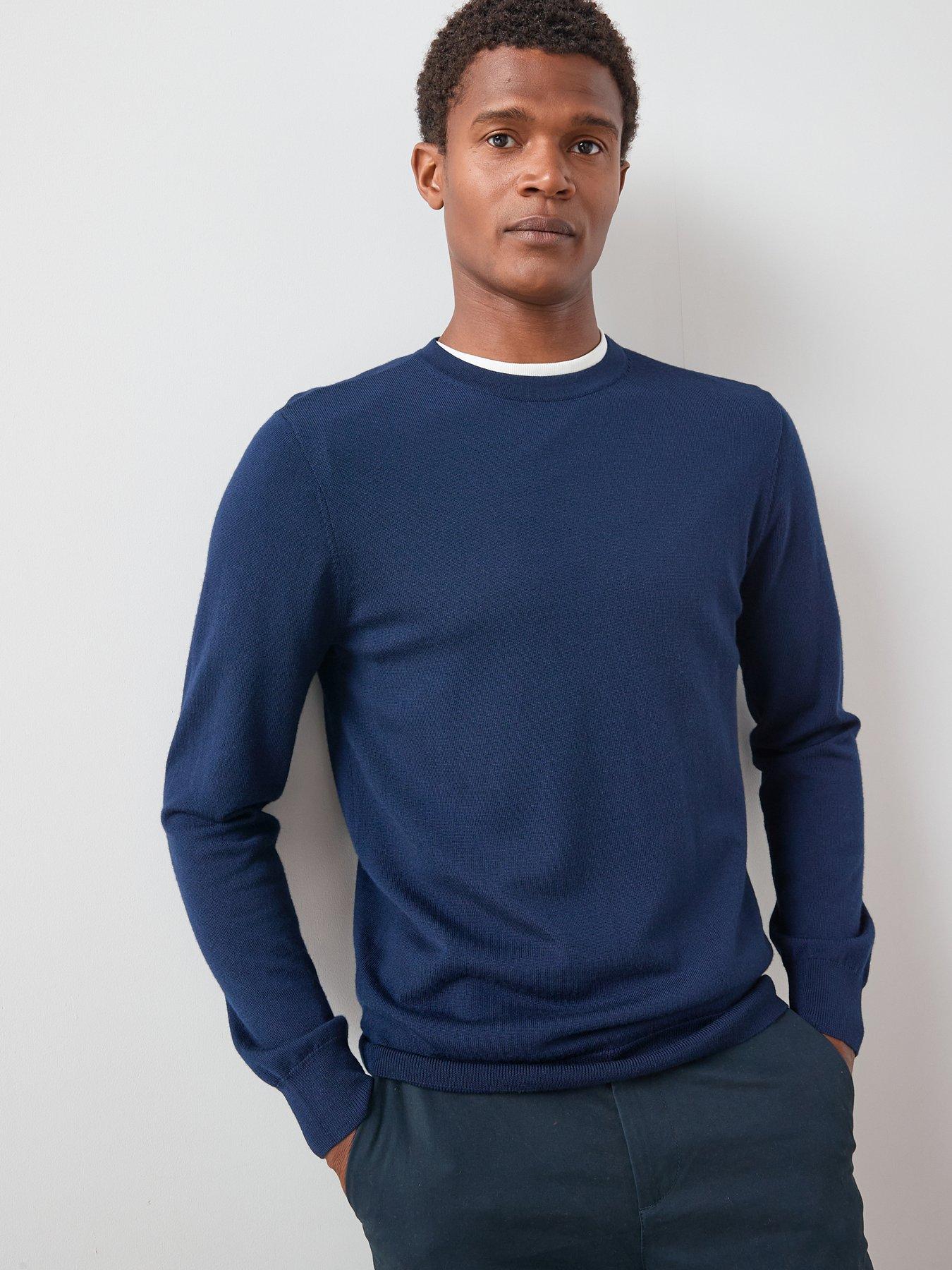 undefined Merino Wool Long Sleeve Crew - Navy