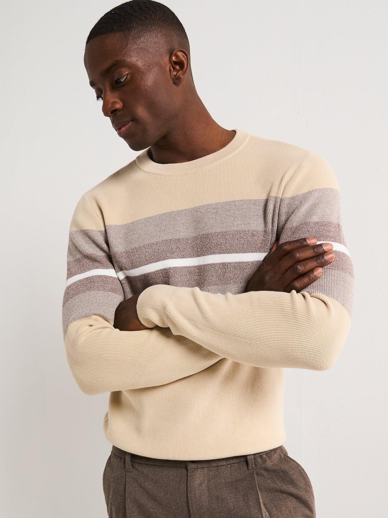 undefined Cotton Rich Colour Block Jumper -  Beige