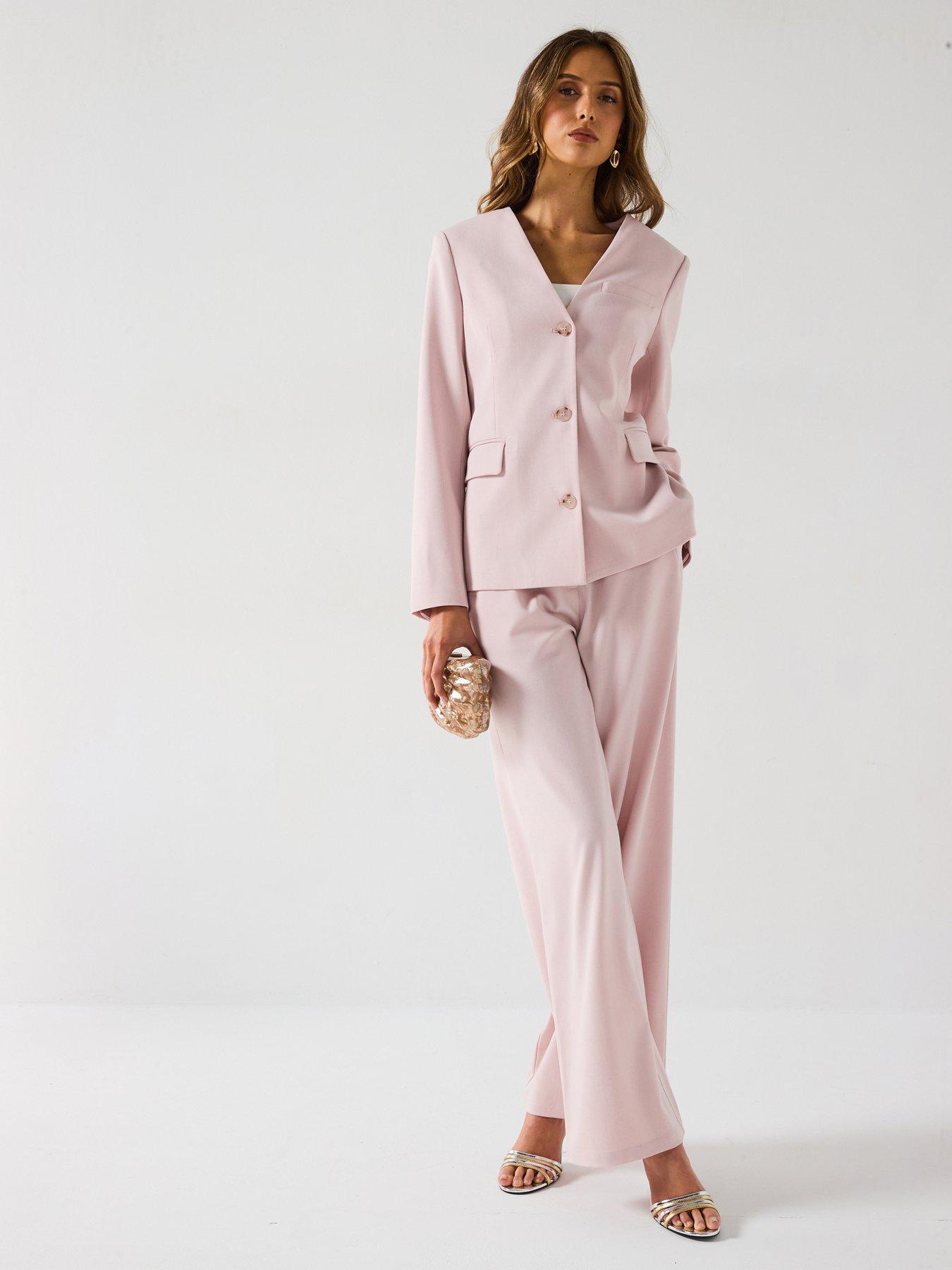 undefined Collarless Tailored Jacket - Pink