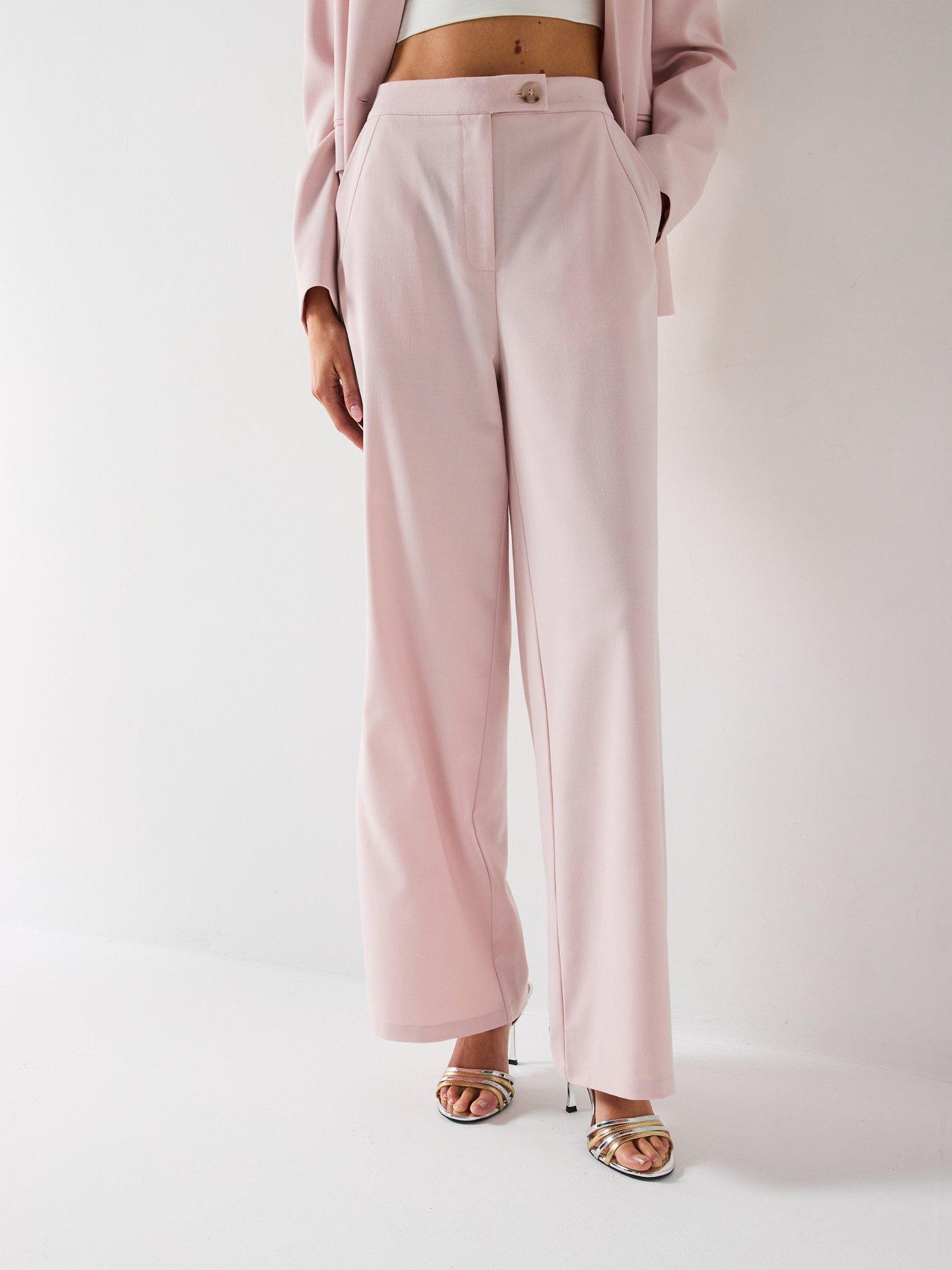 undefined Pleat Detail Tailored Wide Leg Trouser - Pink