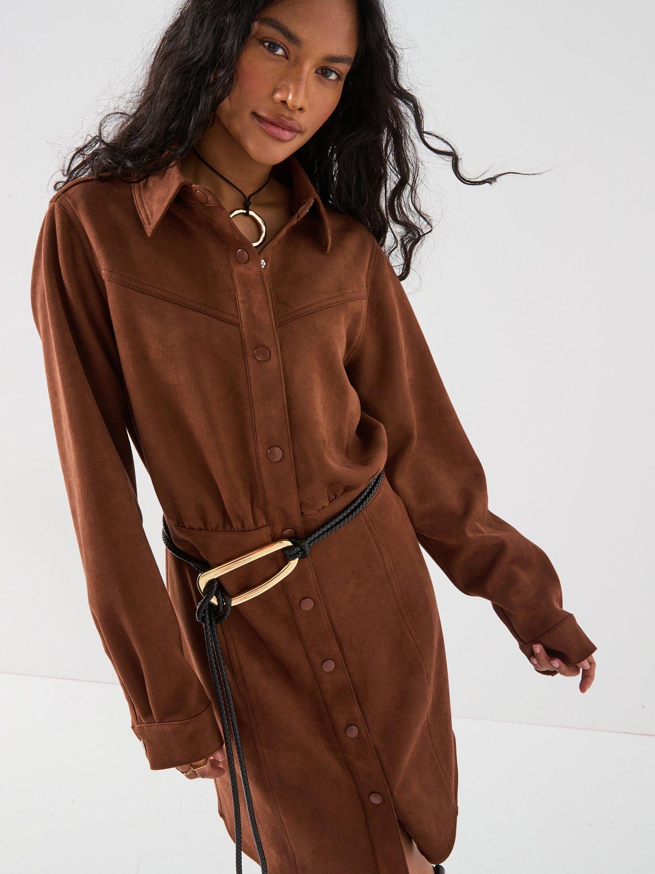 v-by-very-suedette-western-dress-chocolate-brown