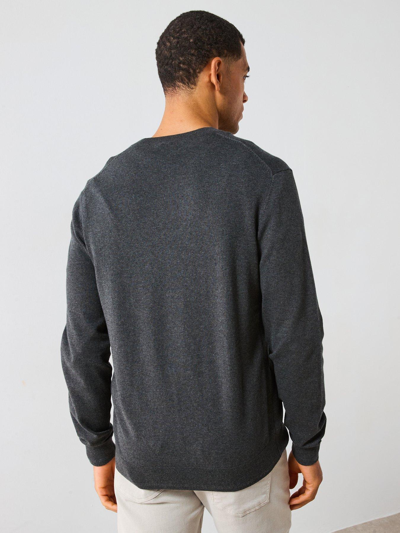  image of the-very-collection-cotton-rich-knitted-v-neck-jumper-charcoal