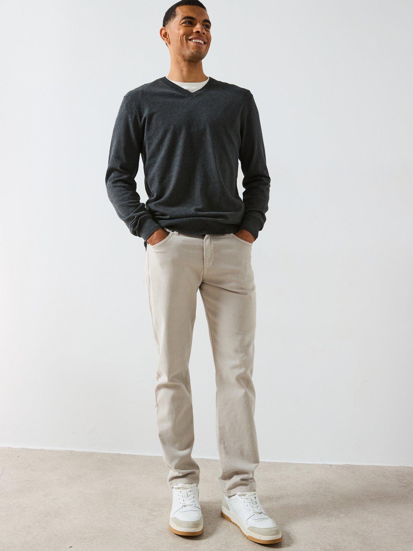  image of the-very-collection-cotton-rich-knitted-v-neck-jumper-charcoal