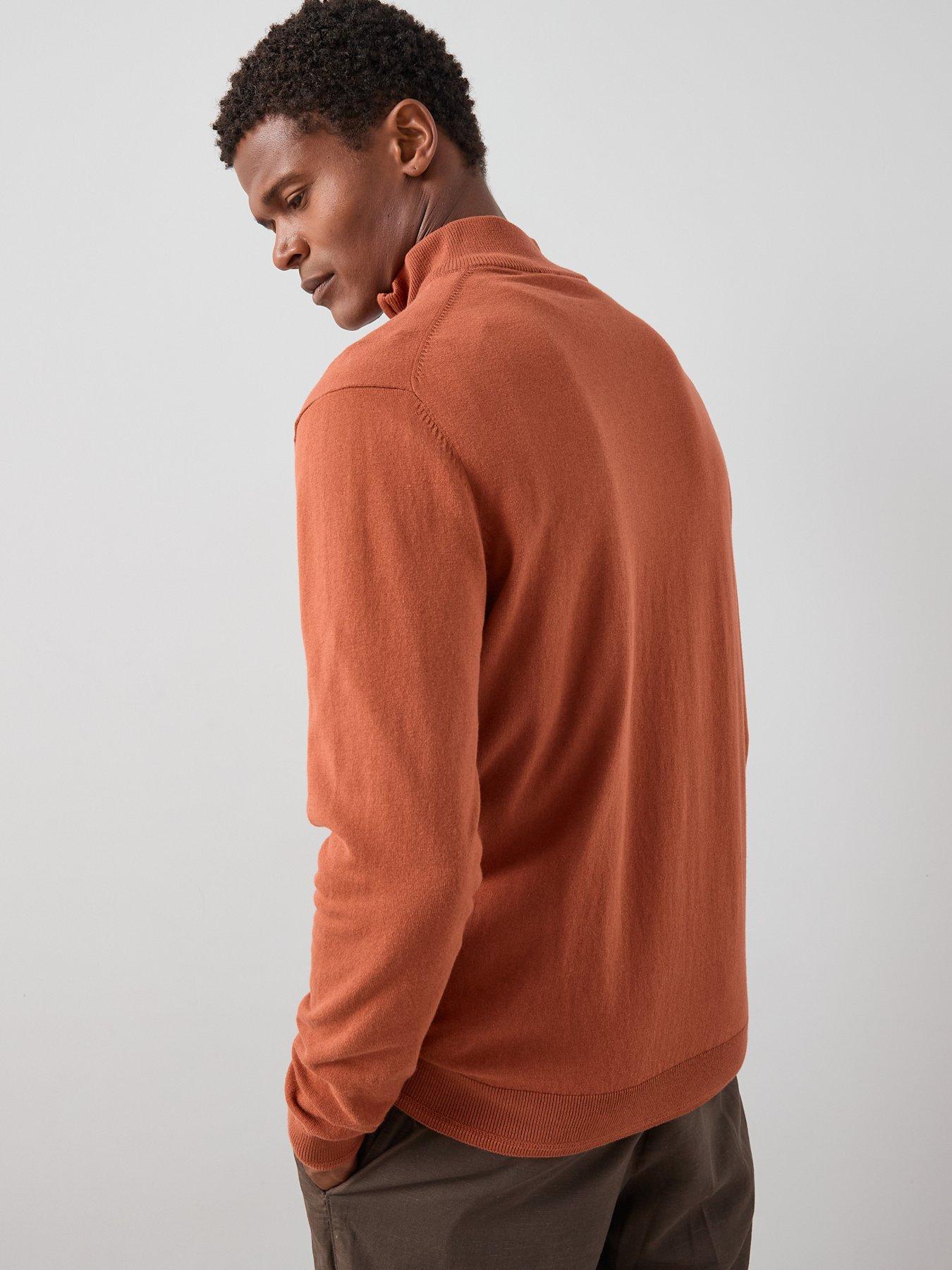 Image 2 of 6 of The Very Collection Cotton Rich Knitted 1/4 Zip Jumper - Orange