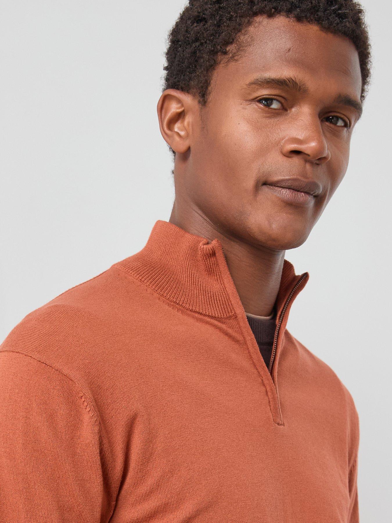 Image 4 of 6 of The Very Collection Cotton Rich Knitted 1/4 Zip Jumper - Orange