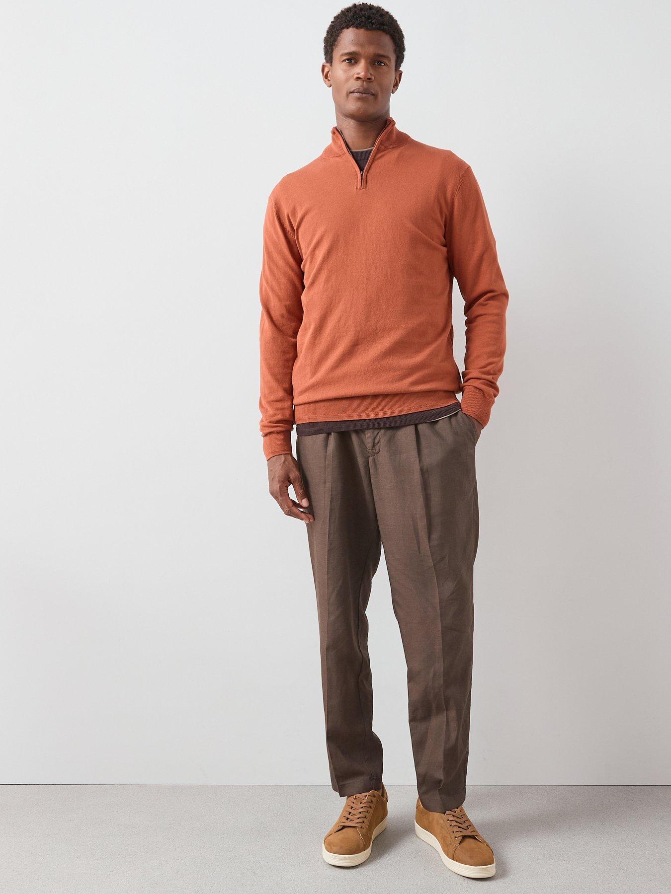 Image 5 of 6 of The Very Collection Cotton Rich Knitted 1/4 Zip Jumper - Orange
