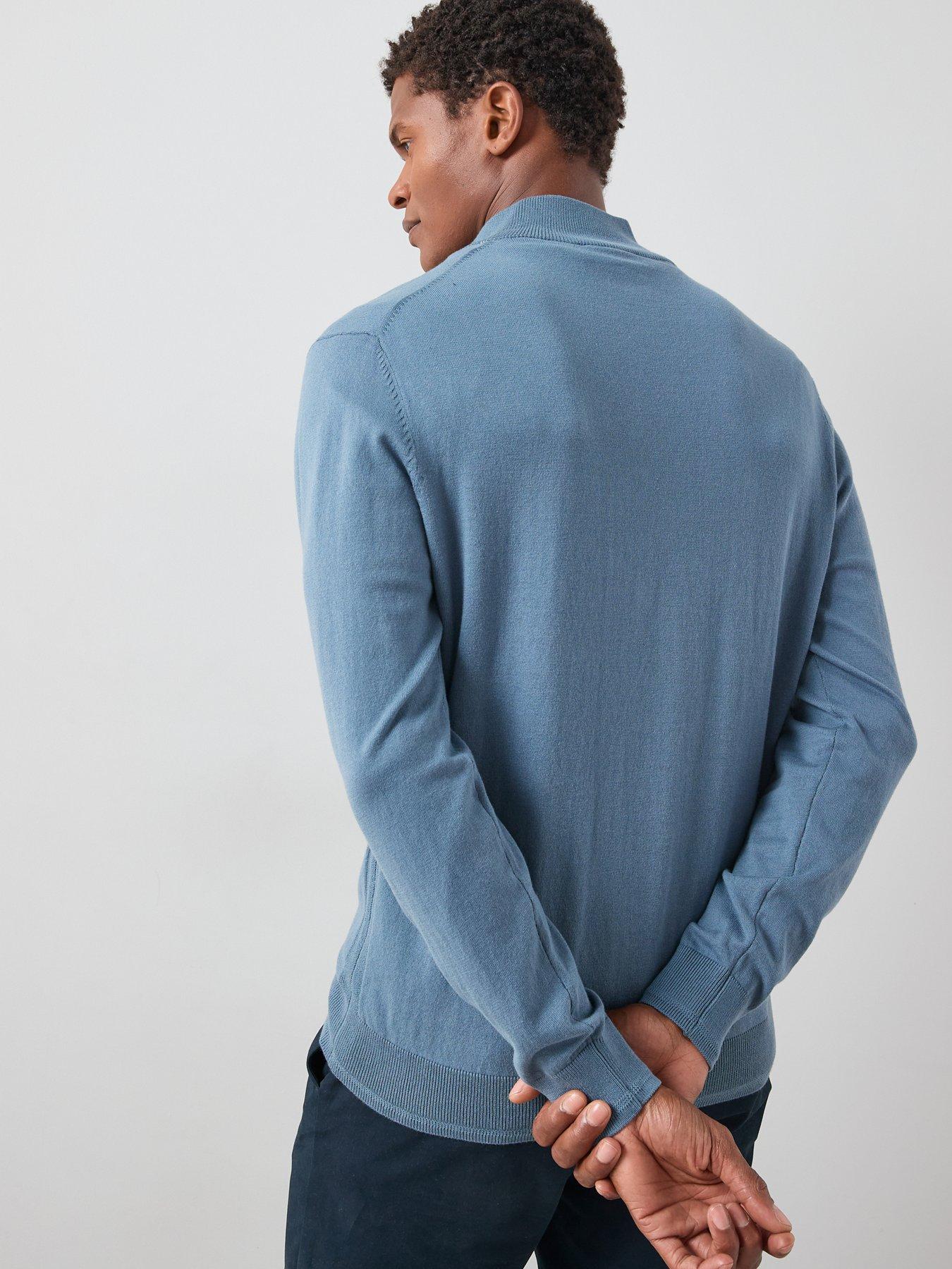 Image 2 of 7 of The Very Collection Cotton Rich Knitted 1/4 Zip Jumper - Blue
