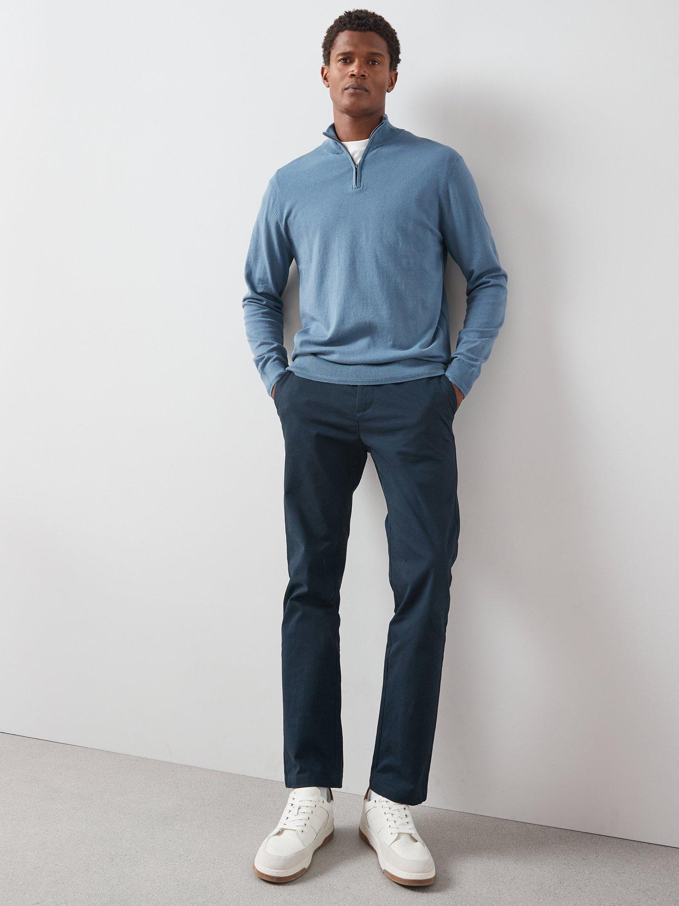 Image 3 of 7 of The Very Collection Cotton Rich Knitted 1/4 Zip Jumper - Blue
