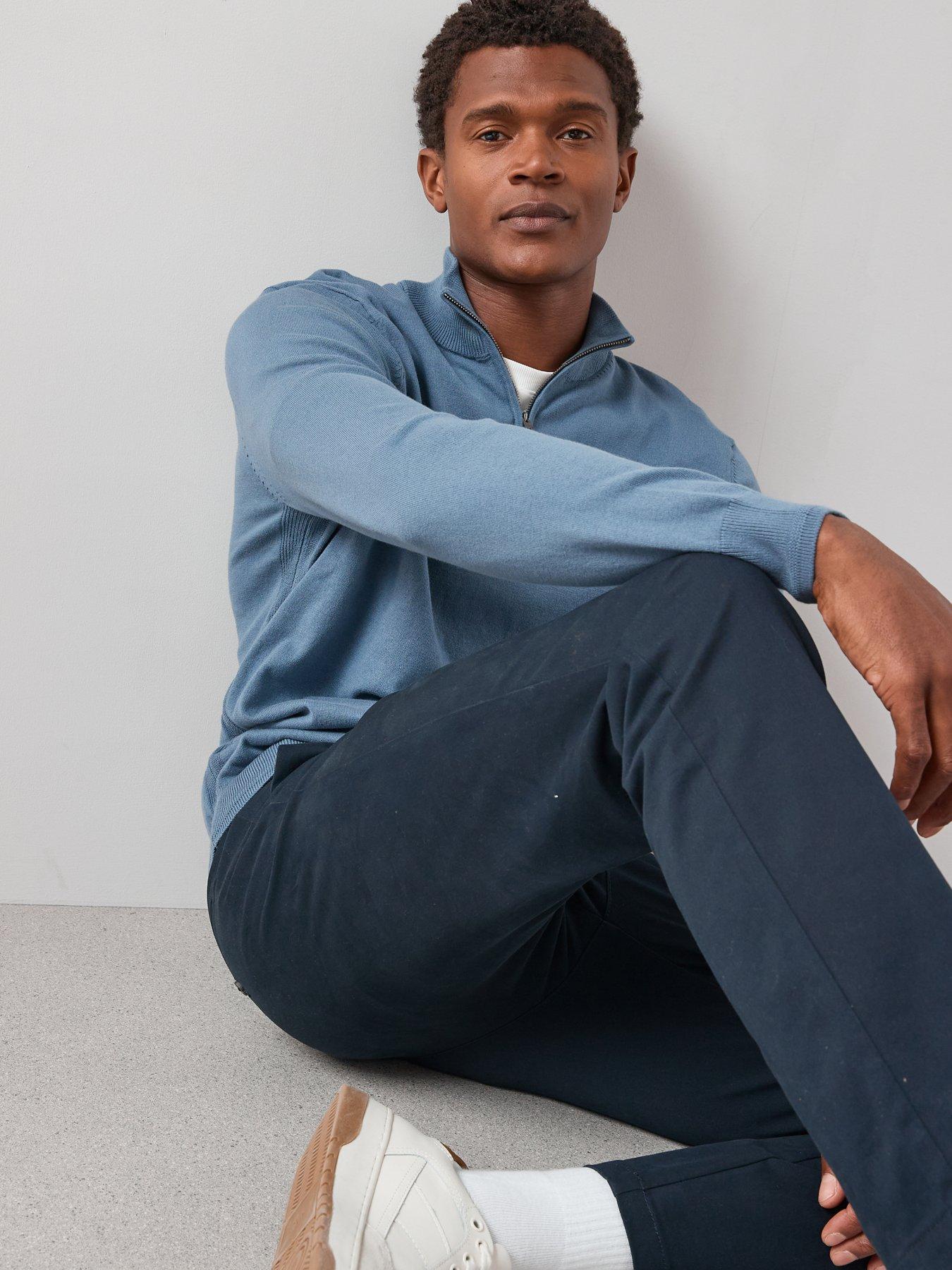Image 5 of 7 of The Very Collection Cotton Rich Knitted 1/4 Zip Jumper - Blue