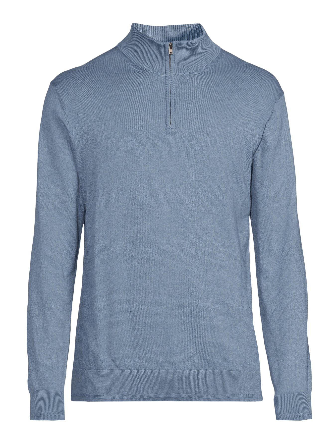Image 7 of 7 of The Very Collection Cotton Rich Knitted 1/4 Zip Jumper - Blue