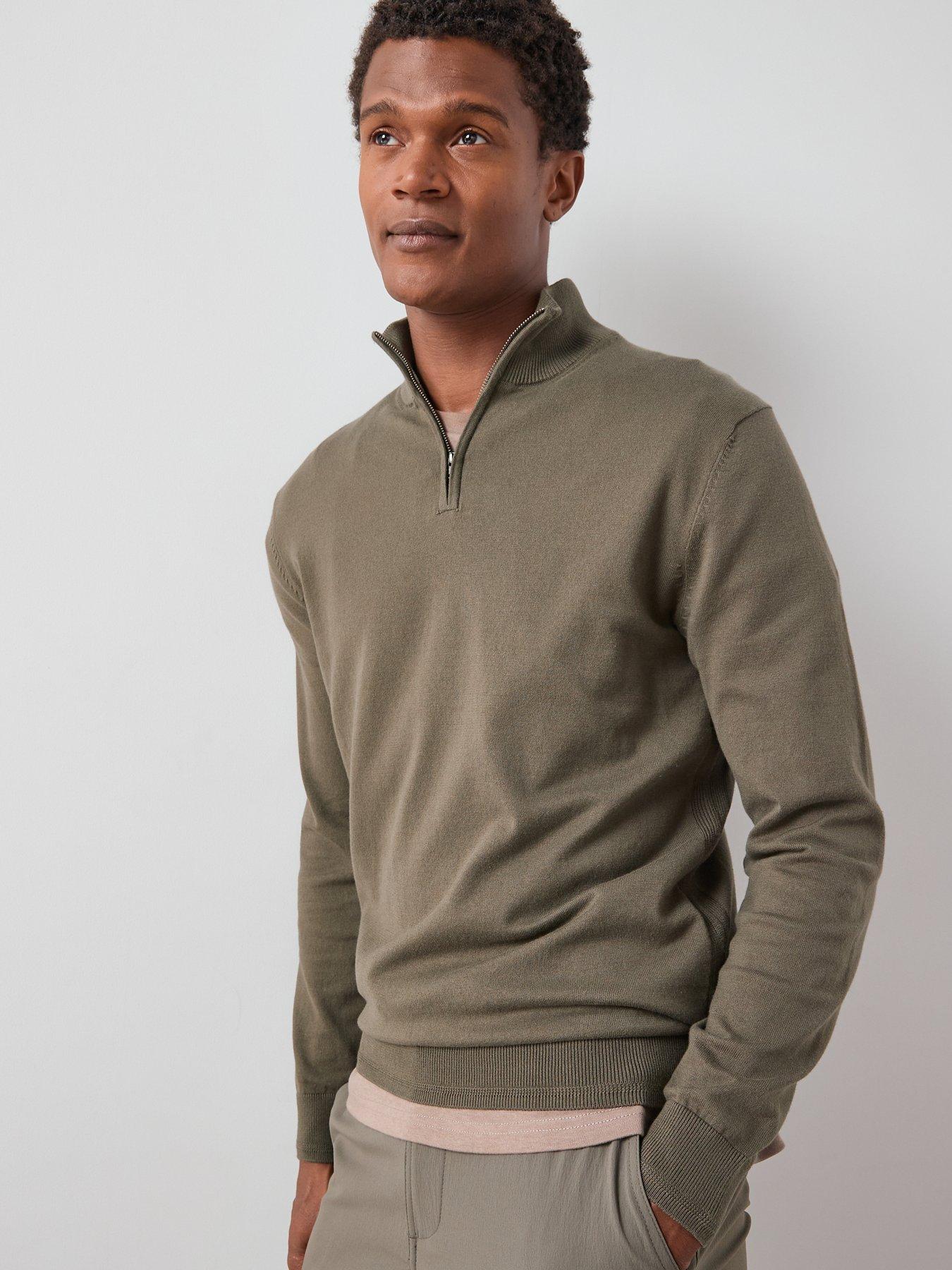Image 6 of 6 of The Very Collection Cotton Rich Knitted 1/4 Zip Jumper - Khaki